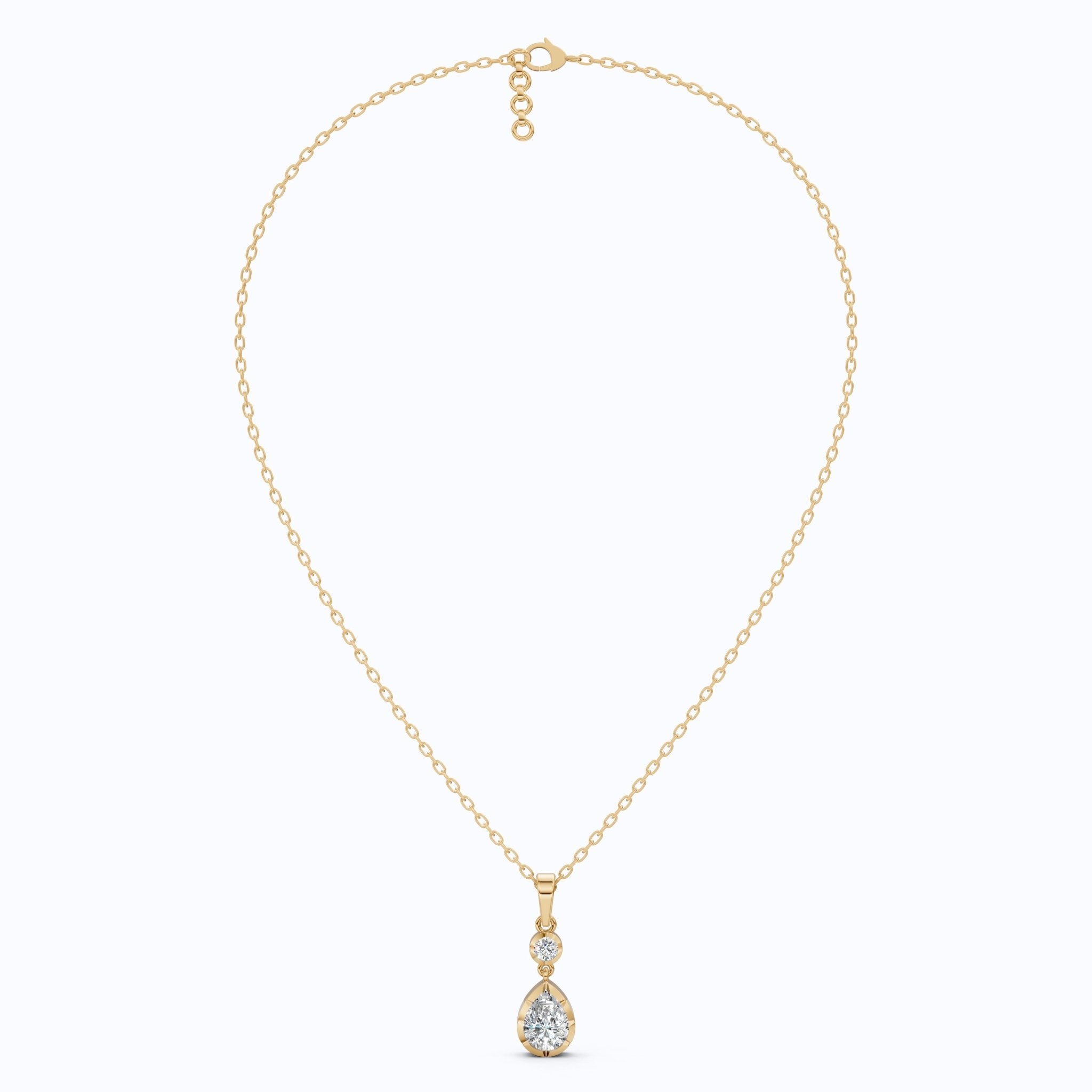 Classic Pear Shape Drop Wedding Pendant in 14k Yellow Gold, 1.00 CT Pear Cut Lab Grown Diamonds, Elegant Bridal Jewelry, Wedding Jewelry Gift for Women - Shoora Designs