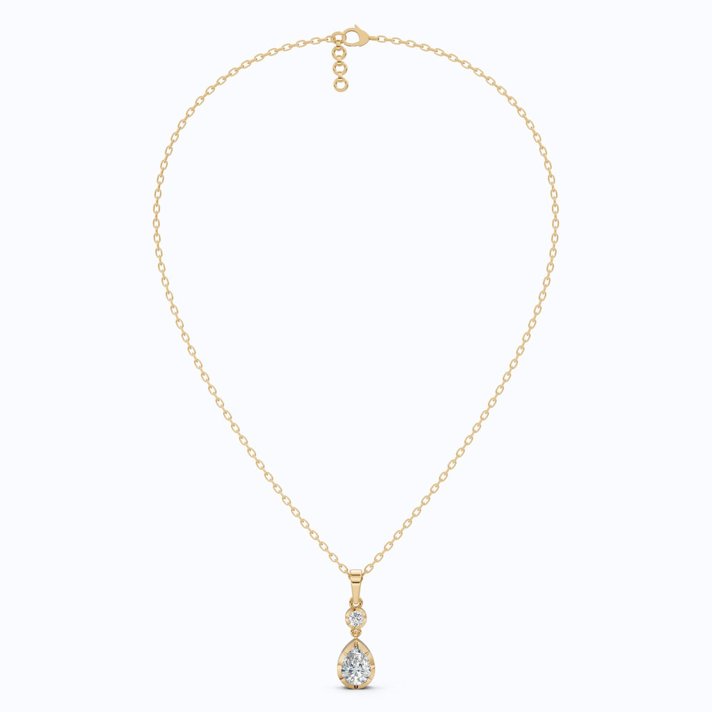 Classic Pear Shape Drop Wedding Pendant in 14k Yellow Gold, 1.00 CT Pear Cut Lab Grown Diamonds, Elegant Bridal Jewelry, Wedding Jewelry Gift for Women - Shoora Designs
