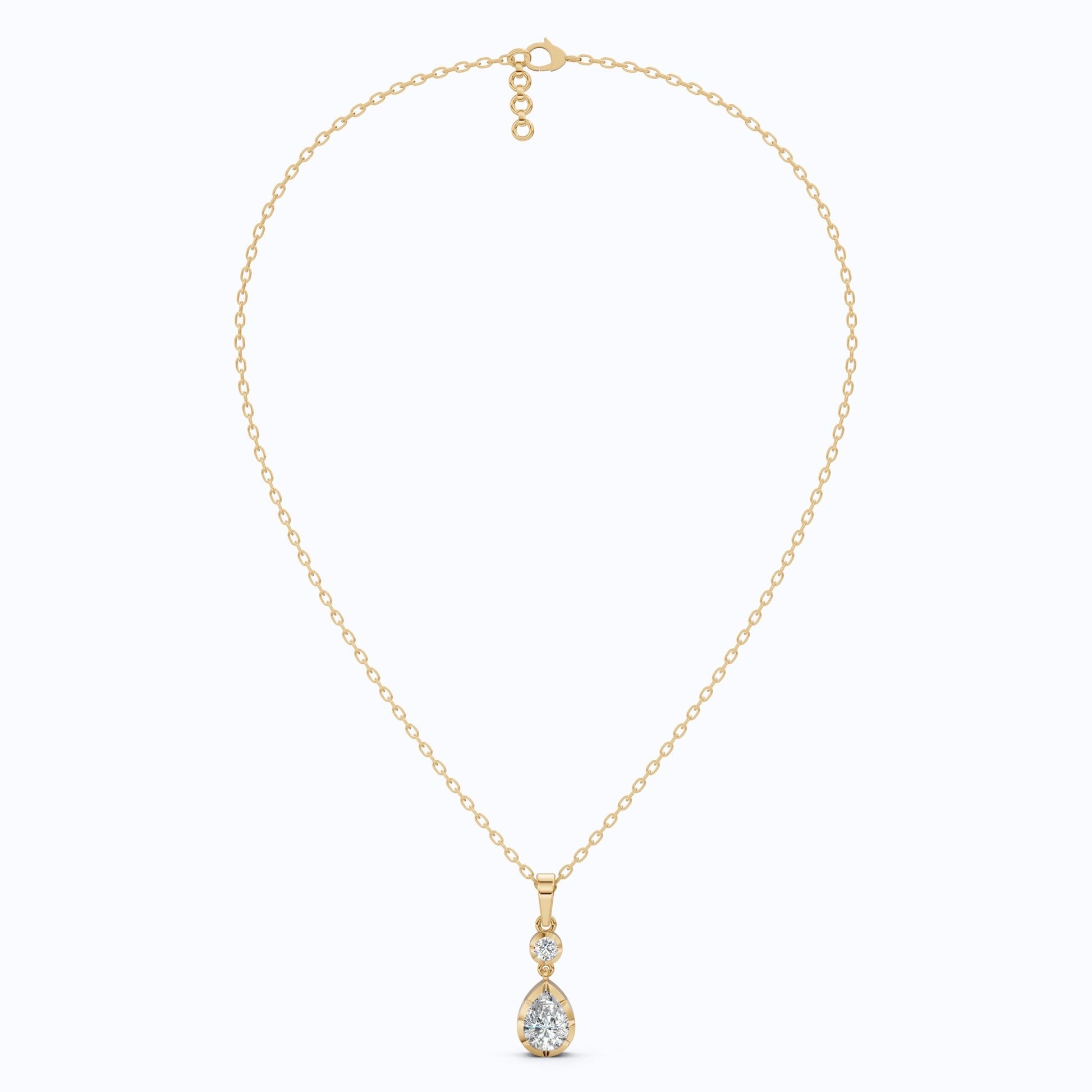 Classic Pear Shape Drop Wedding Pendant in 14k Yellow Gold, 1.00 CT Pear Cut Lab Grown Diamonds, Elegant Bridal Jewelry, Wedding Jewelry Gift for Women - Shoora Designs