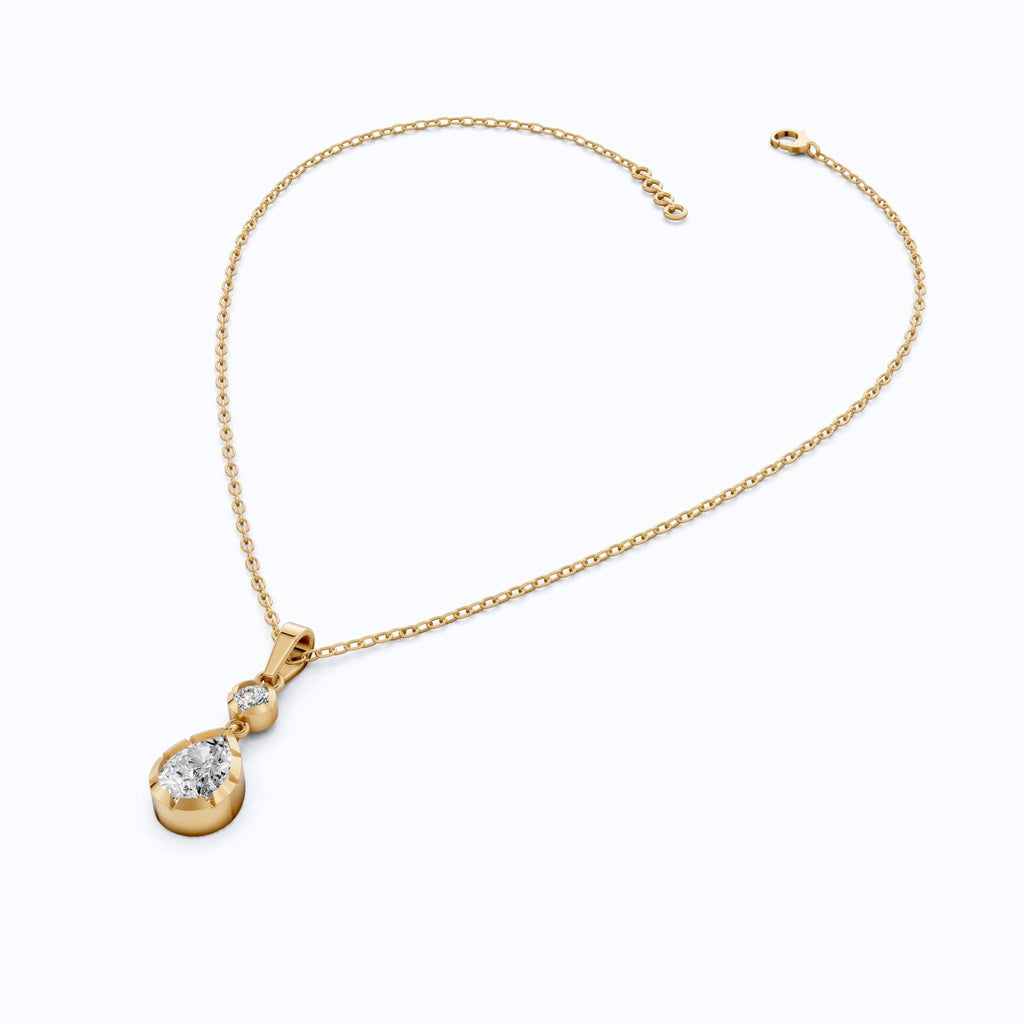 Classic Pear Shape Drop Wedding Pendant in 14k Yellow Gold, 1.00 CT Pear Cut Lab Grown Diamonds, Elegant Bridal Jewelry, Wedding Jewelry Gift for Women - Shoora Designs