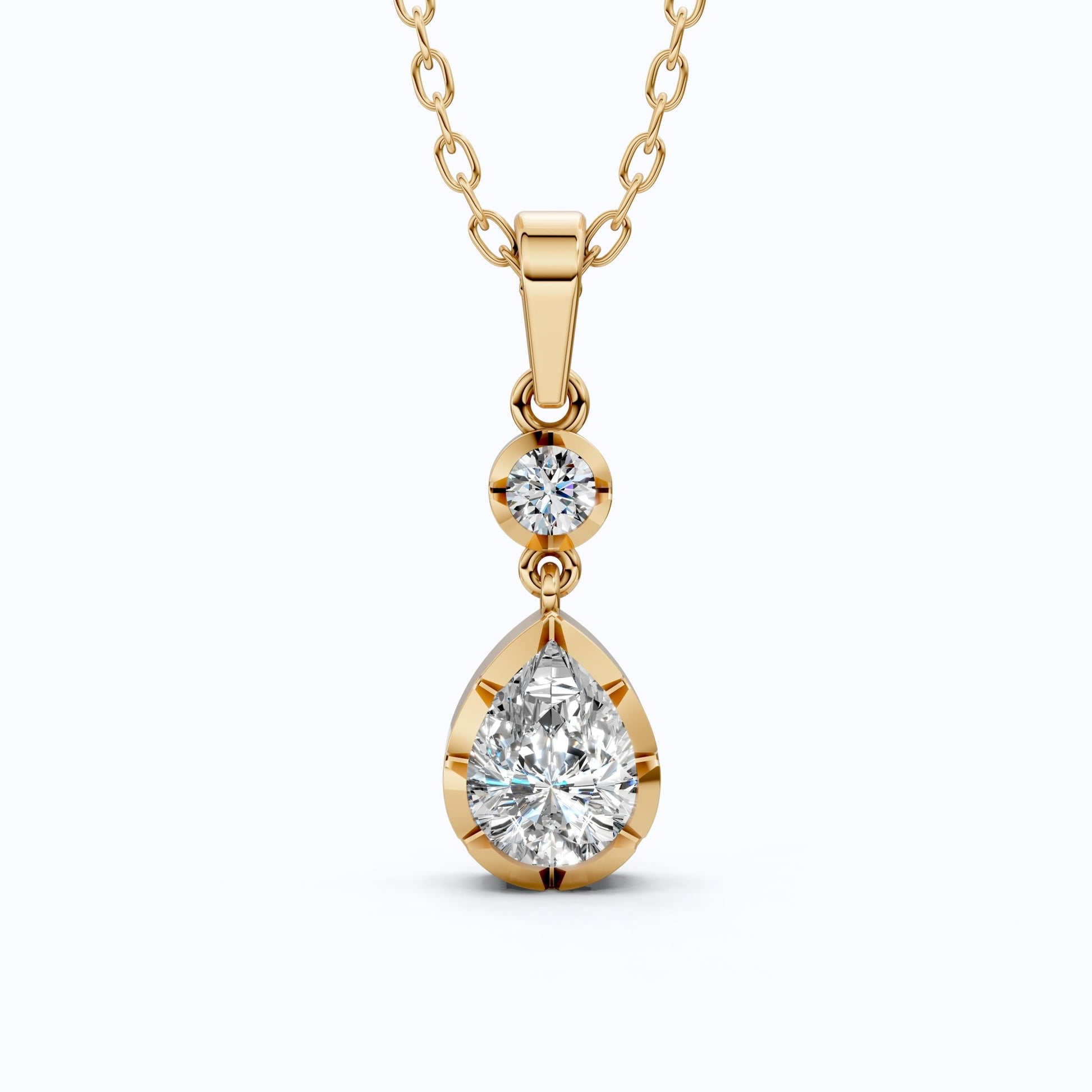 Classic Pear Shape Drop Wedding Pendant in 14k Yellow Gold, 1.00 CT Pear Cut Lab Grown Diamonds, Elegant Bridal Jewelry, Wedding Jewelry Gift for Women - Shoora Designs