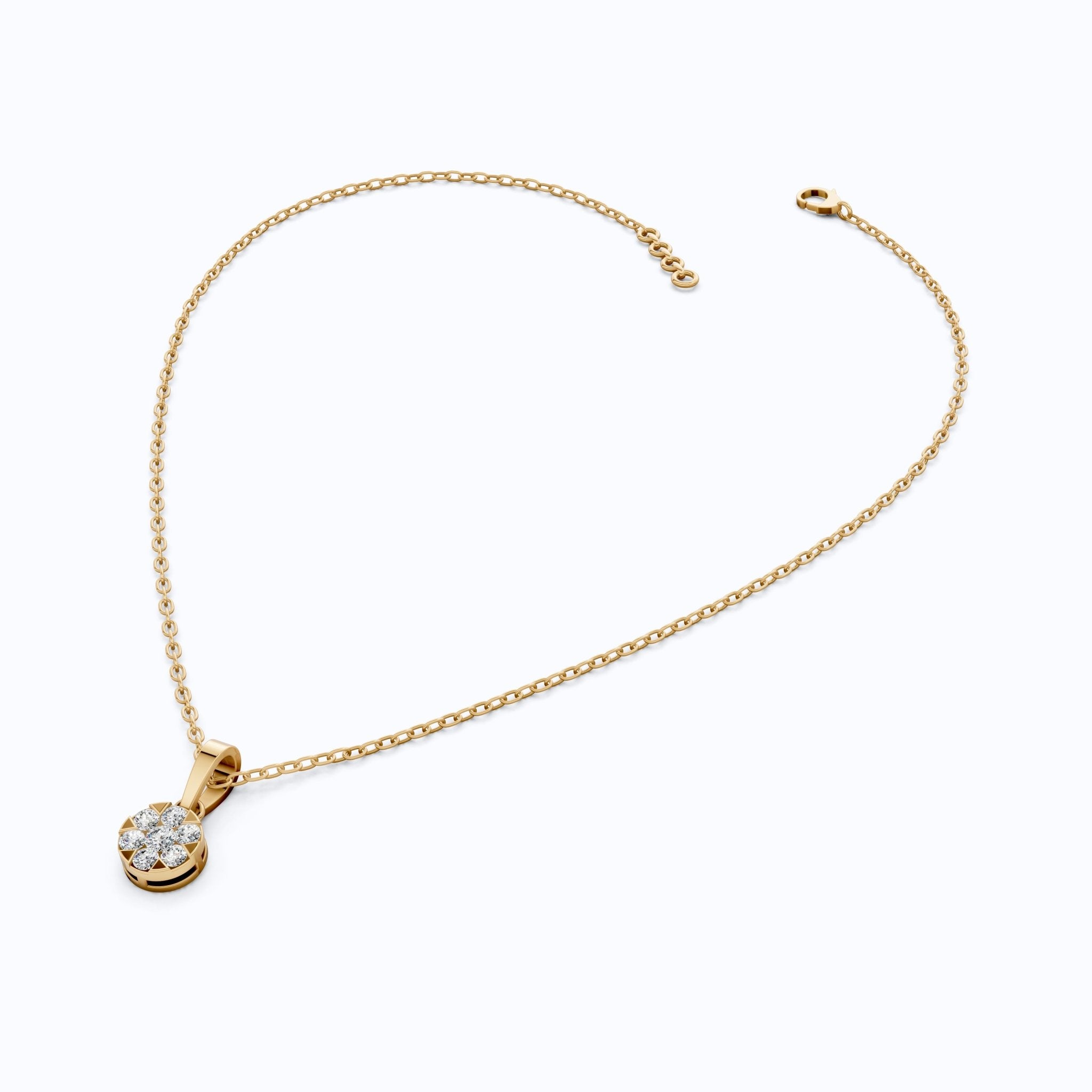 Classic Round Floral Cluster Disc Pendant in Lab Grown Diamond - 14k Solid Gold, Birthday Gift for Her, Handmade Jewelry - Shoora Designs