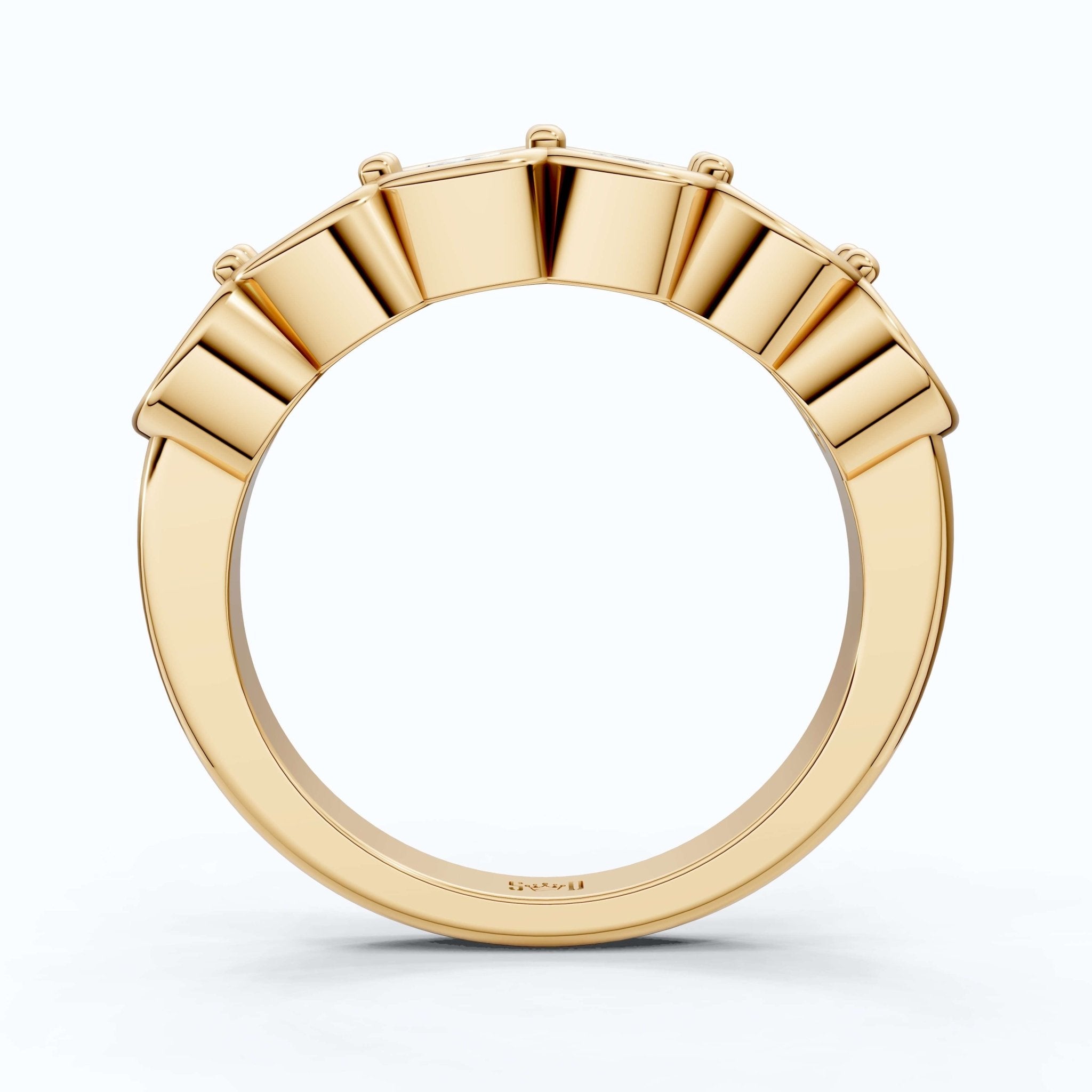 Classic Round Six - Stone Eternity Wedding Band in 14K Solid Gold, 1.50 TCW Round Cut Lab Created Diamonds, Birthday Gift For Her, Everyday Wedding Band - Shoora Designs