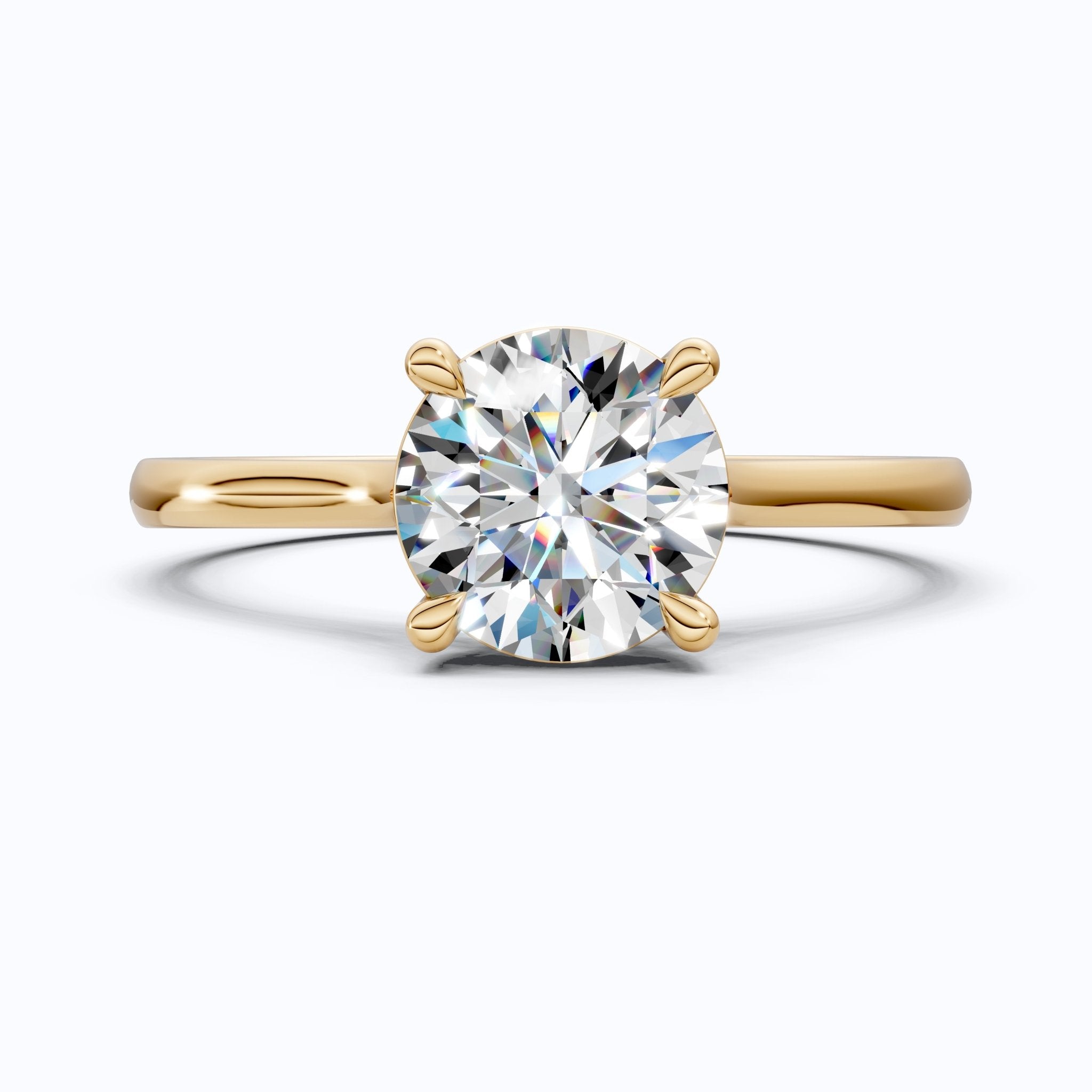 Classic Round Solitaire with Cathedral Setting Engagement Ring in 14k Solid Gold, Traditional Solitaire Wedding Ring, Anniversary Gift for Wife, Everyday Jewelry - Shoora Designs