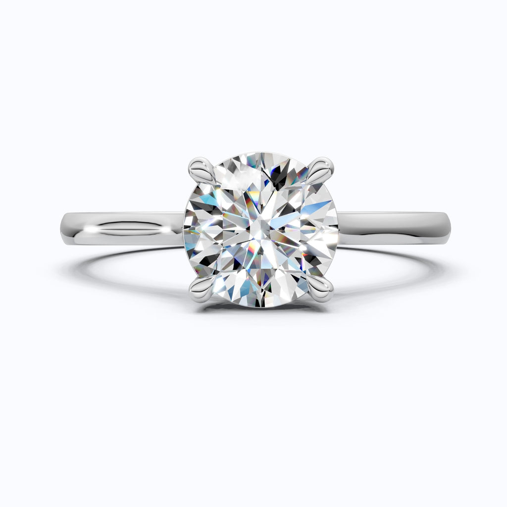 Classic Round Solitaire with Cathedral Setting Engagement Ring in 14k Solid Gold, Traditional Solitaire Wedding Ring, Anniversary Gift for Wife, Everyday Jewelry - Shoora Designs