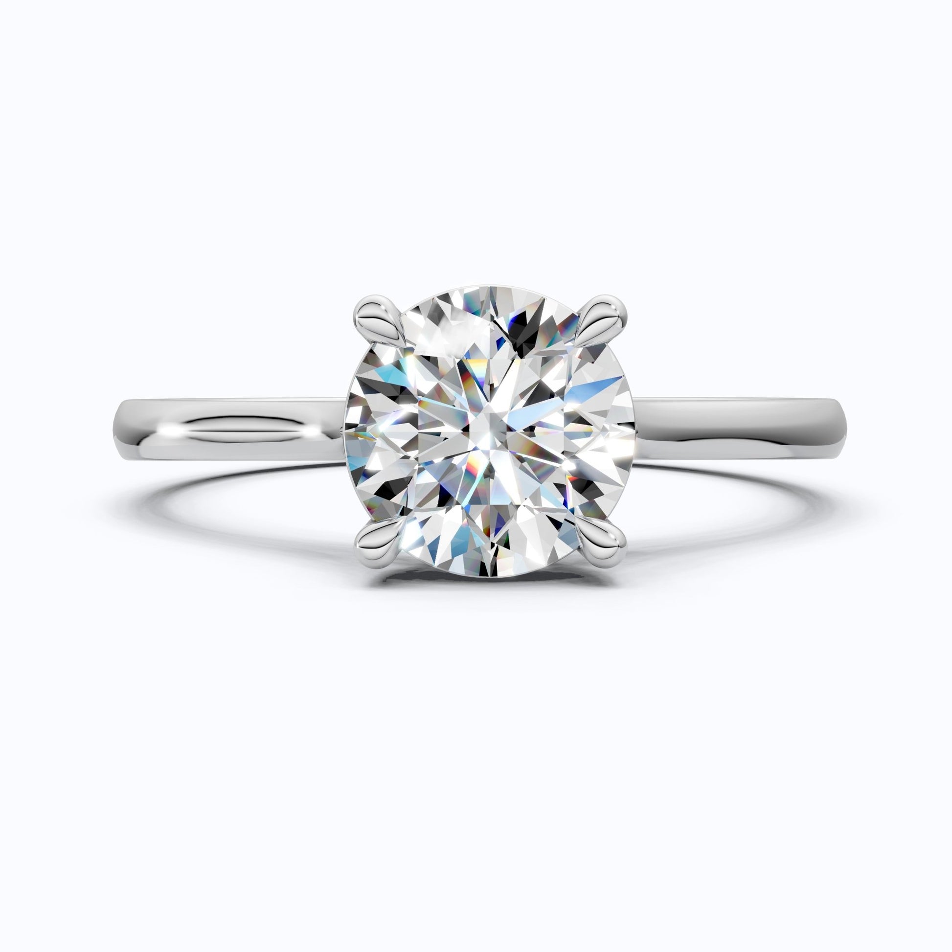 Classic Round Solitaire with Cathedral Setting Engagement Ring in 14k Solid Gold, Traditional Solitaire Wedding Ring, Anniversary Gift for Wife, Everyday Jewelry - Shoora Designs