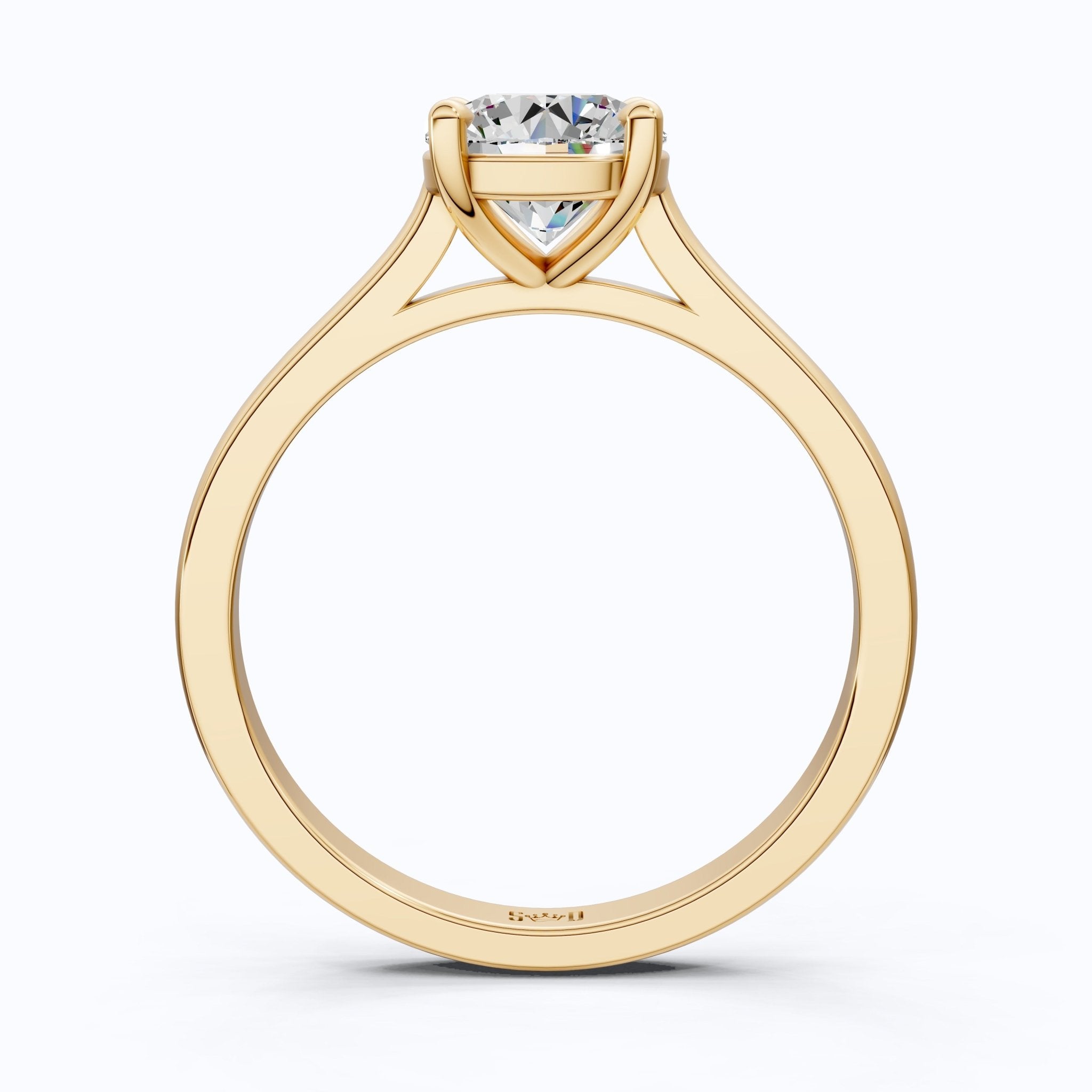 Classic Round Solitaire with Cathedral Setting Engagement Ring in 14k Solid Gold, Traditional Solitaire Wedding Ring, Anniversary Gift for Wife, Everyday Jewelry - Shoora Designs