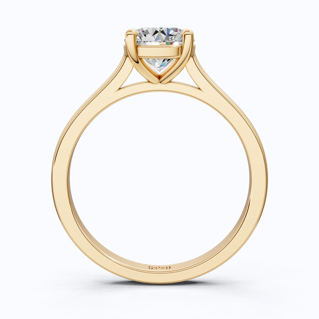 Classic Round Solitaire with Cathedral Setting Engagement Ring in 14k Solid Gold, Traditional Solitaire Wedding Ring, Anniversary Gift for Wife, Everyday Jewelry - Shoora Designs