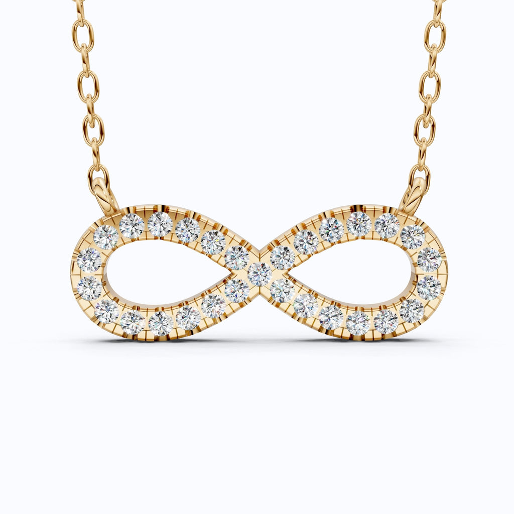 Classic Sideways Infinity Diamond Pendant in 14k Solid Gold, 0.44 TCW Round Cut Lab Grown Diamonds, Wedding Gift for Her, Promise Jewelry - Shoora Designs