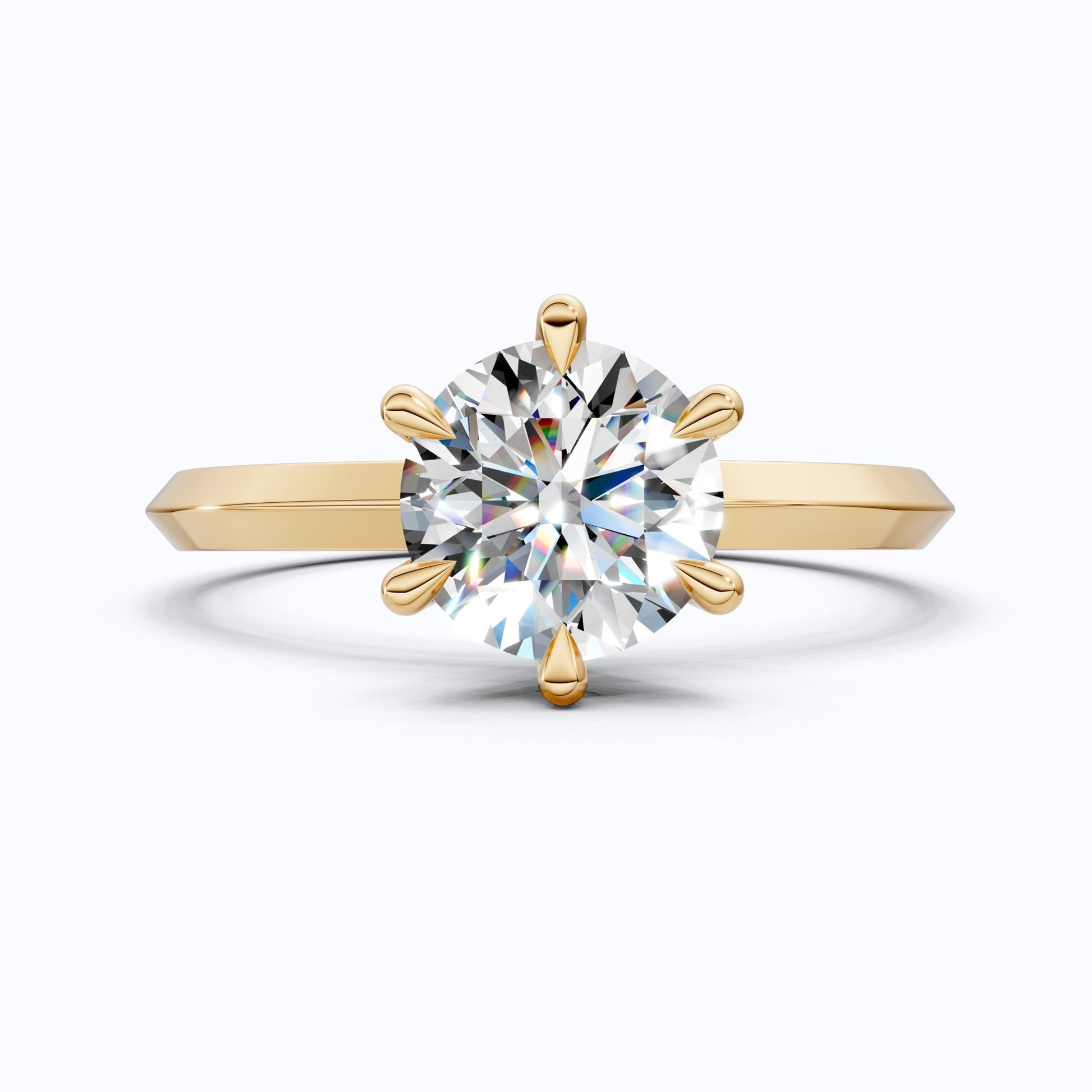 Classic Six - Prong Round Solitaire Engagement Ring in 14K Solid Gold, 1.00 CT Round Cut Lab Diamond, Anniversary Gift for Wife, Handmade Jewelry - Shoora Designs