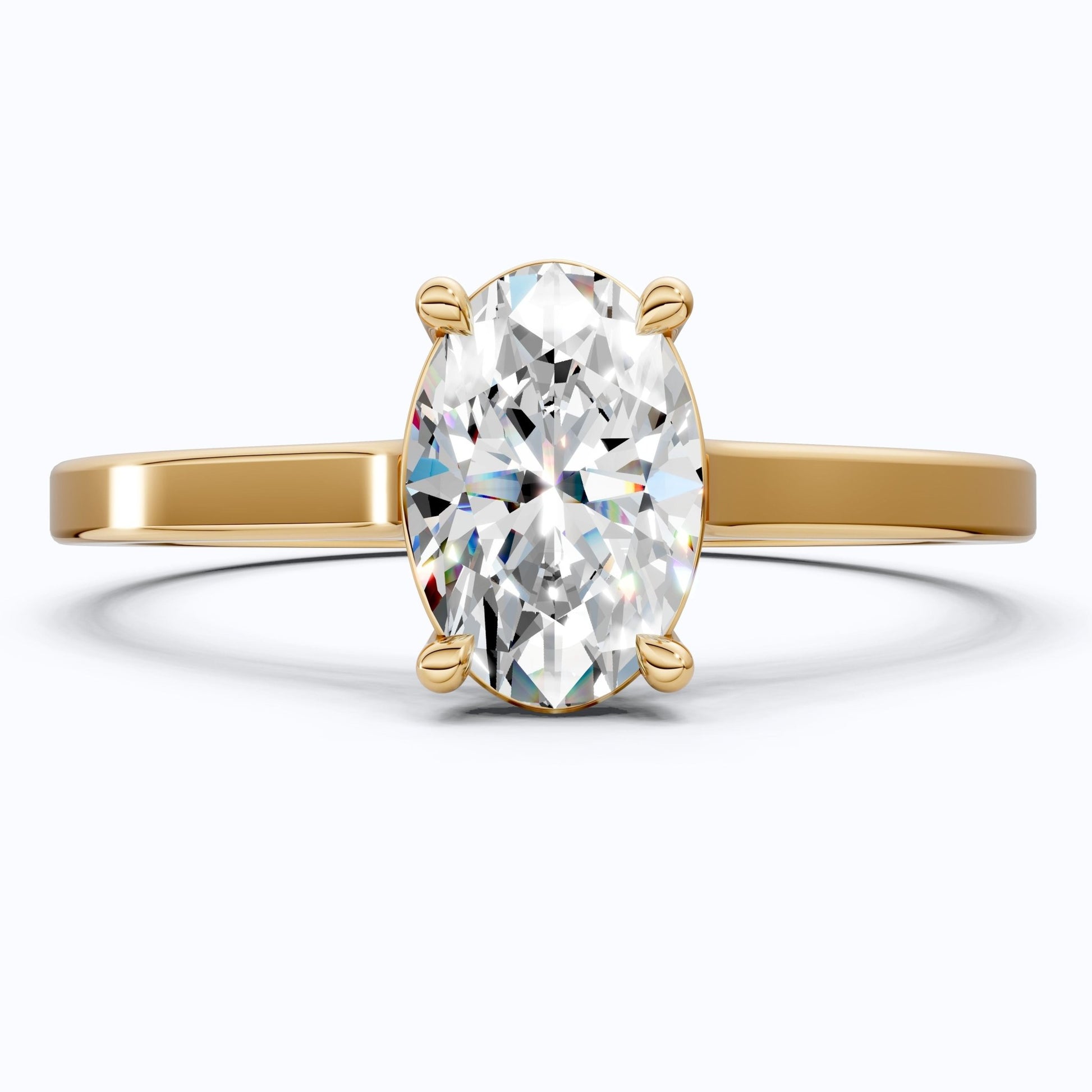 Classic Solitaire Engagement Ring in 14K Solid Gold, 0.50 CT Oval Cut Lab Grown Diamond, Promise Ring, Anniversary Gift for Wife, Everyday Ring - Shoora Designs