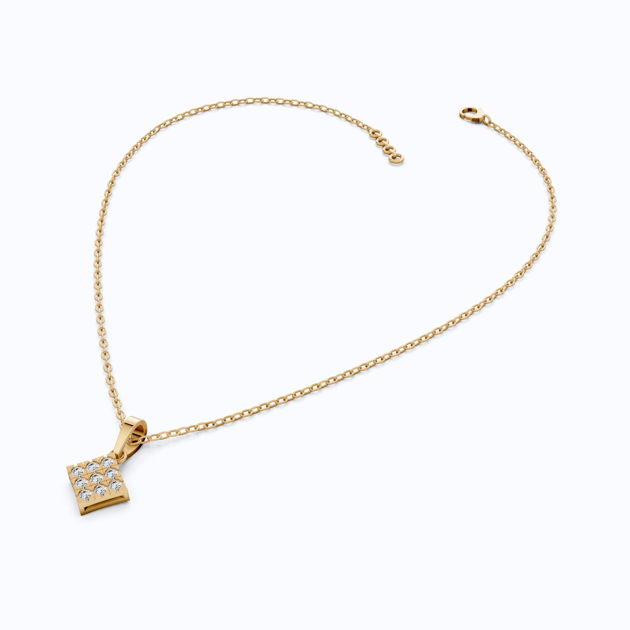 Classic Square Diamond Cluster Pendant in Lab Grown Diamond - 14k Solid Gold, Luxury Jewelry Gift for Her, Everyday Jewelry - Shoora Designs