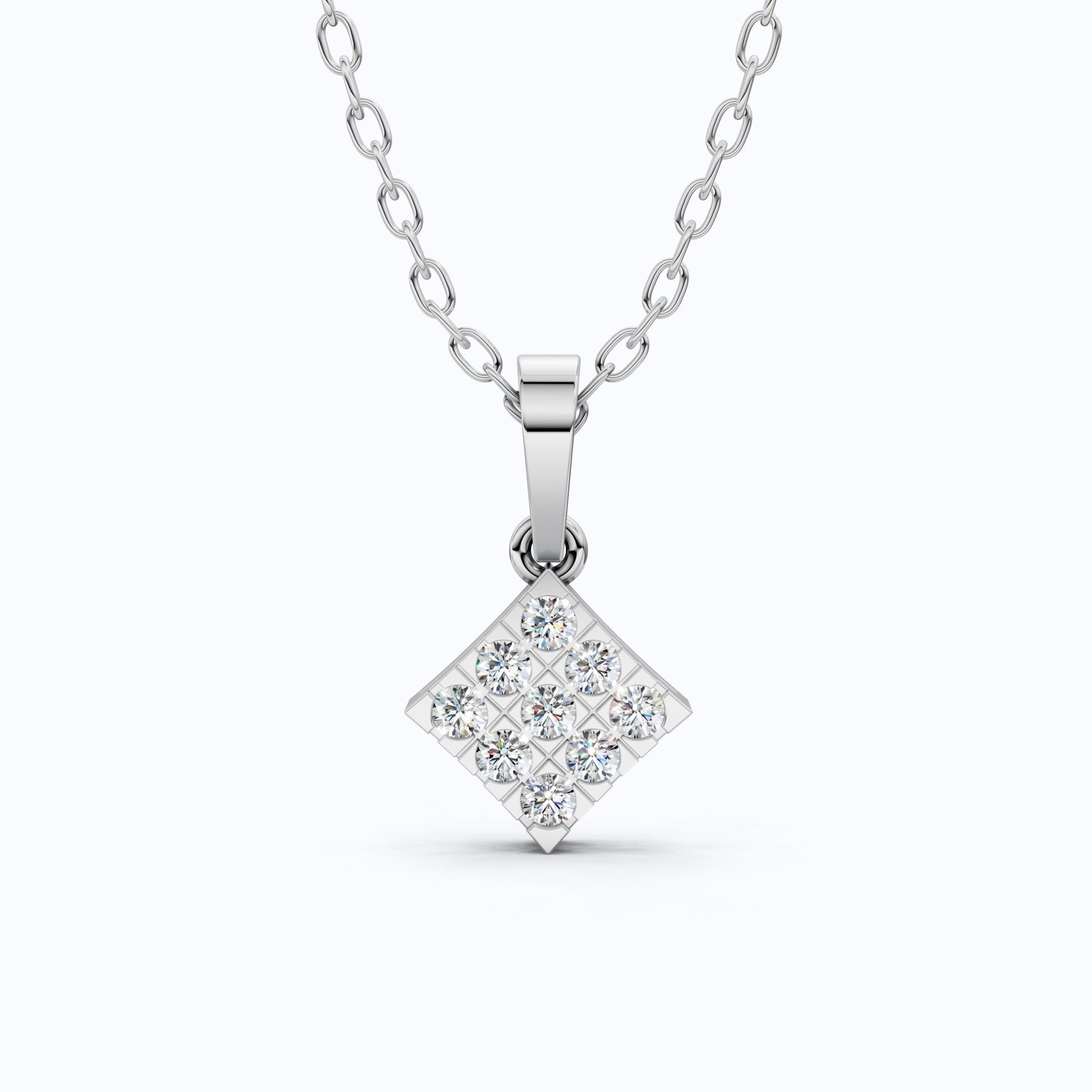 Classic Square Diamond Cluster Pendant in Lab Grown Diamond - 14k Solid Gold, Luxury Jewelry Gift for Her, Everyday Jewelry - Shoora Designs