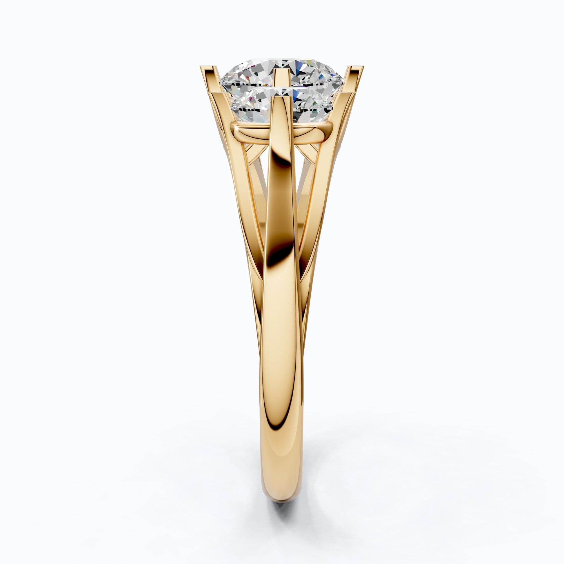 Classic Three Stone Ring with Round Cut Trio in Moissanite or Lab Grown Diamond – 9k/14k Solid Gold or Sterling Silver Engagement Ring Gift - Shoora Designs