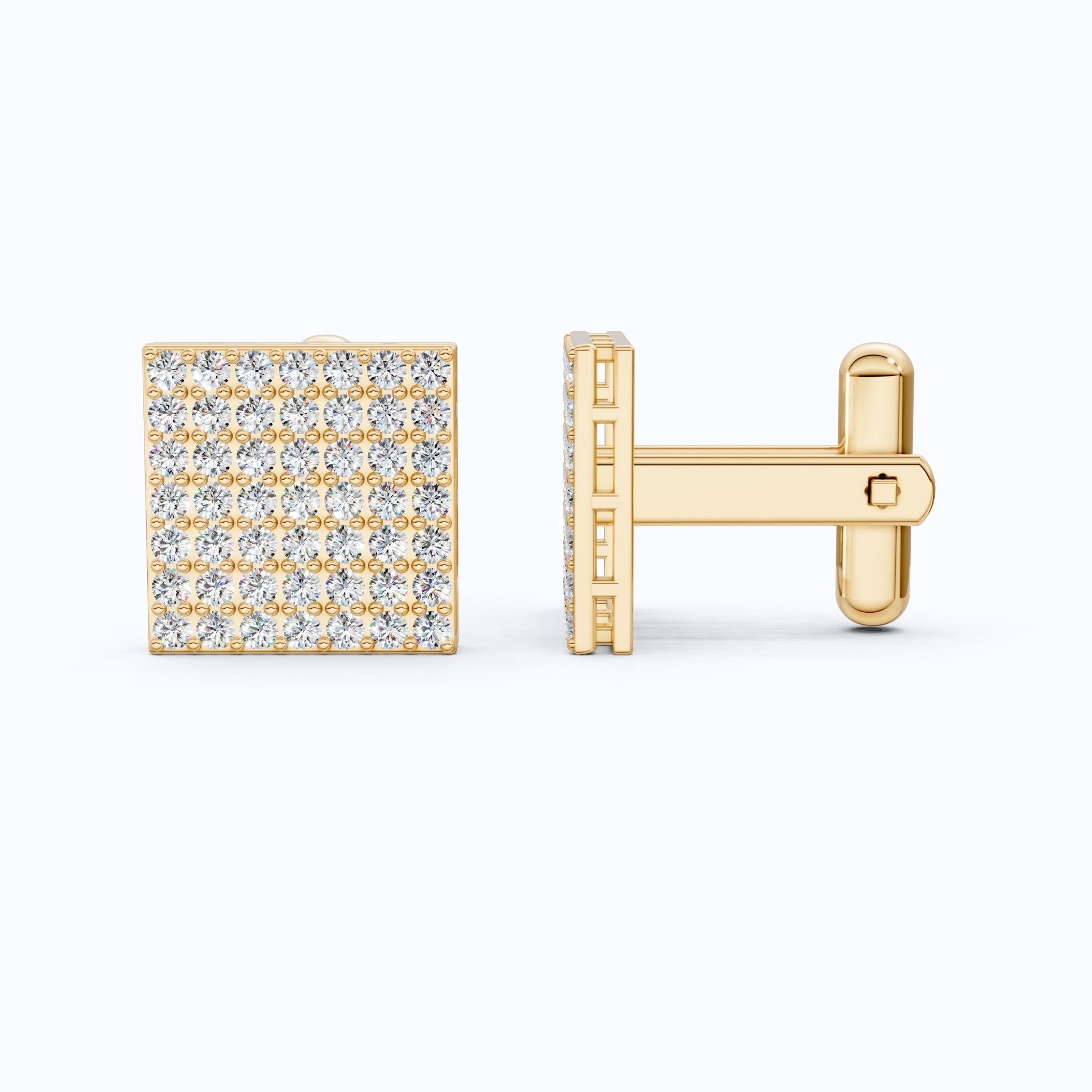 Cluster Square Lab Diamond Cufflinks in 14K Yellow Gold, Handmade Groom Gift, Luxury Wedding Accessory, Elegant Fine Jewelry - Shoora Designs