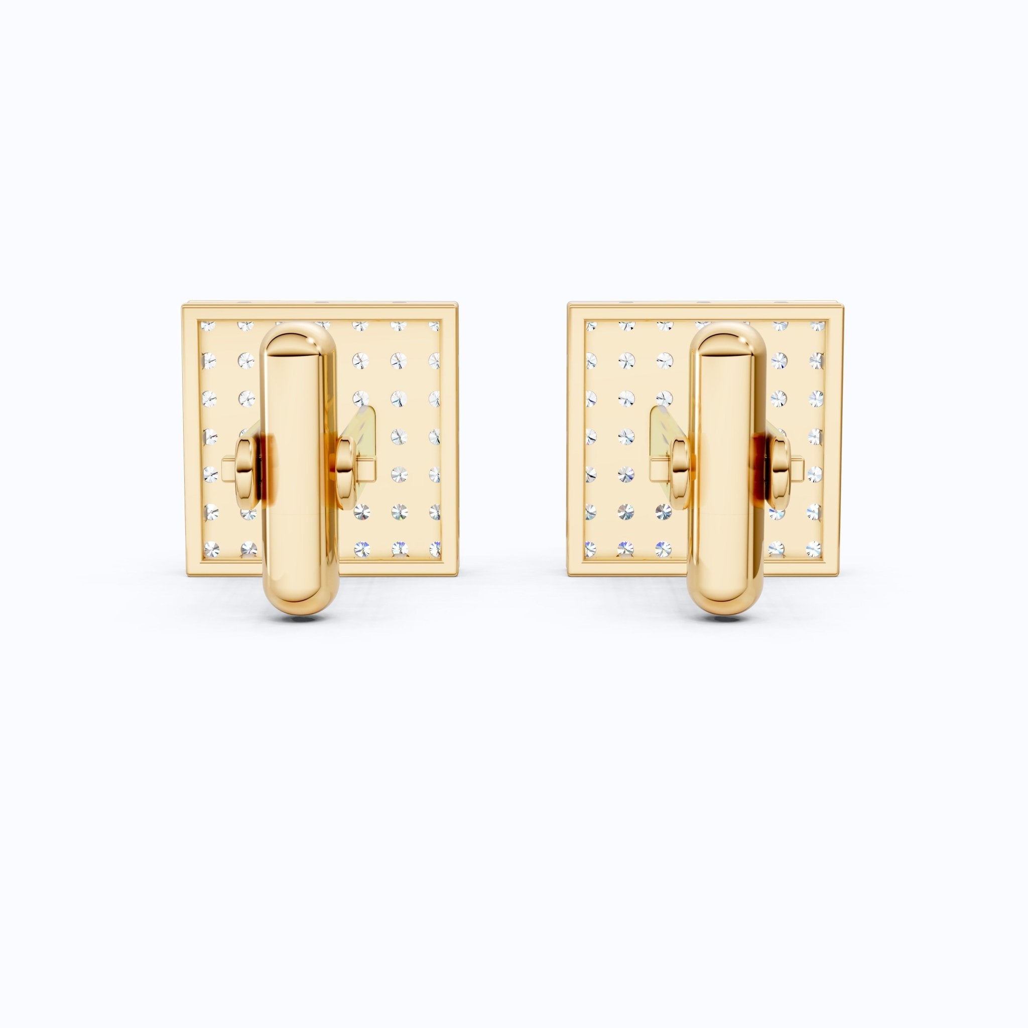 Cluster Square Lab Diamond Cufflinks in 14K Yellow Gold, Handmade Groom Gift, Luxury Wedding Accessory, Elegant Fine Jewelry - Shoora Designs