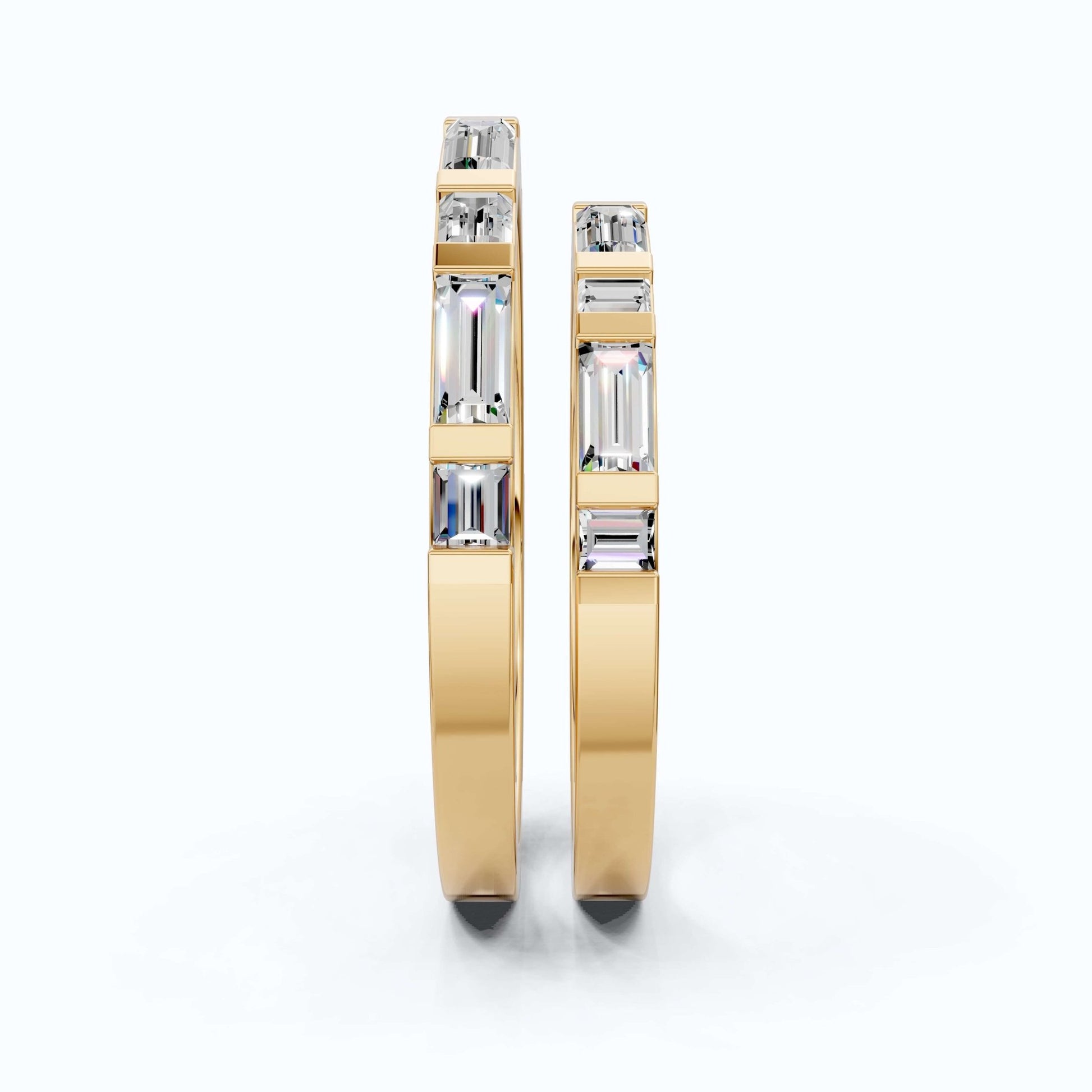 Contemporary Baguette Bar Set Couple Rings in 14K Solid Gold, 1.67 TCW Baguette Cut Lab Grown Diamonds, Special Occasion Gift, Gift For Couple - Shoora Designs