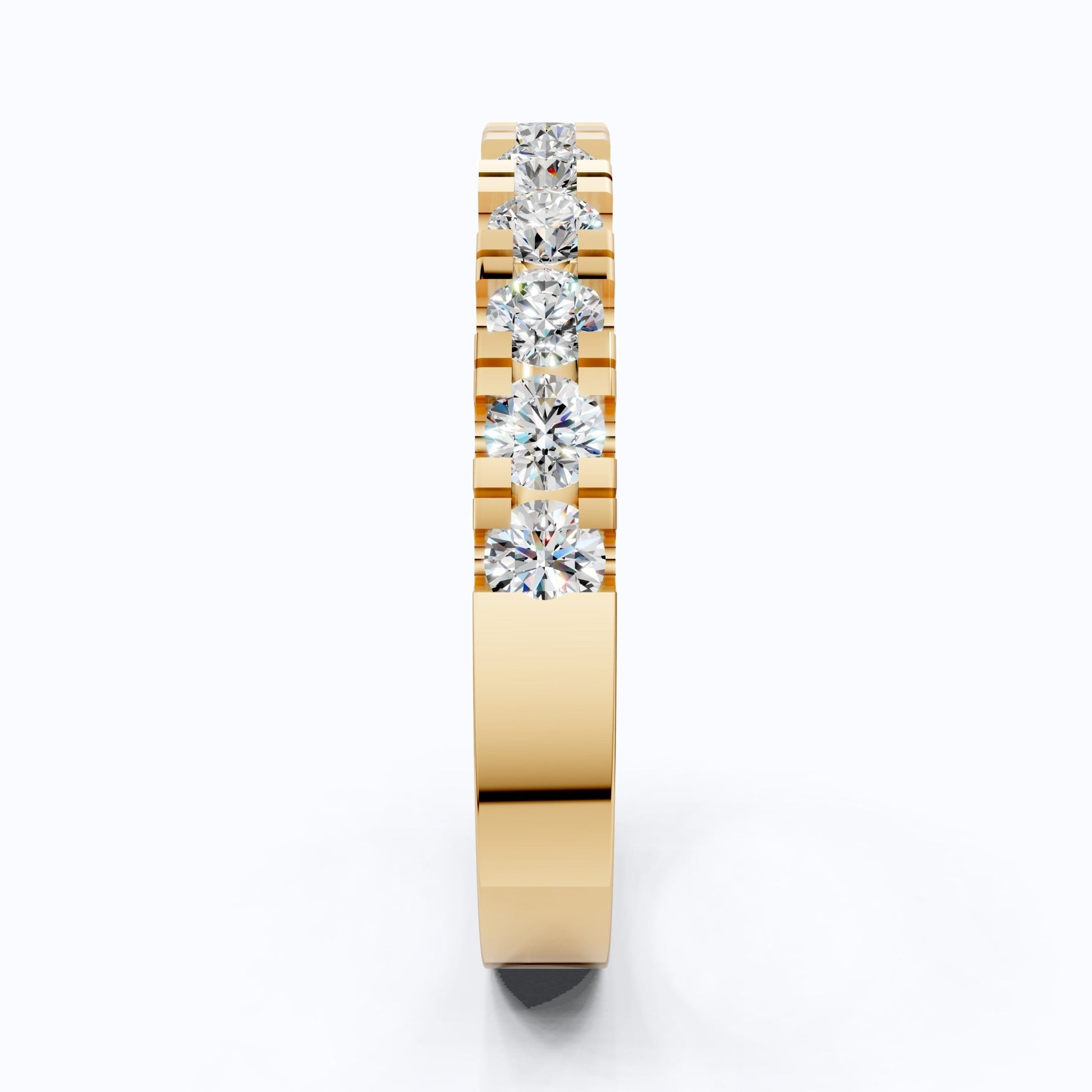 Contemporary Bar - Set Half Eternity Wedding Band in Lab Grown Diamond – Solid 9k/14k Gold, Anniversary Gift for Wife, Fine Jewelry - Shoora Designs