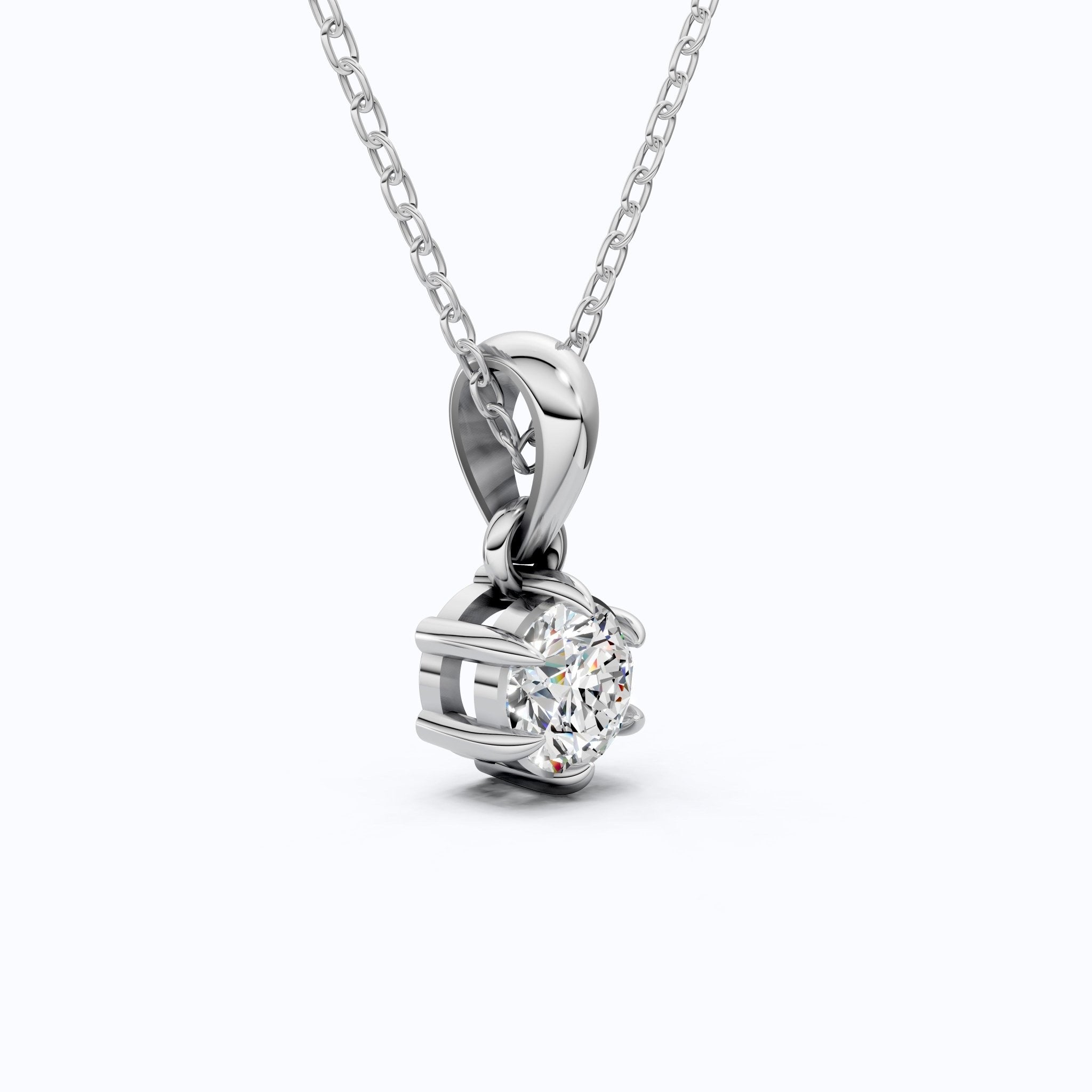 Contemporary Solitaire Wedding Pendant in 14K Solid Gold, 0.50 CT Round Cut Lab Created Diamond, Everyday Pendant, Birthday Gift For Girl - Shoora Designs