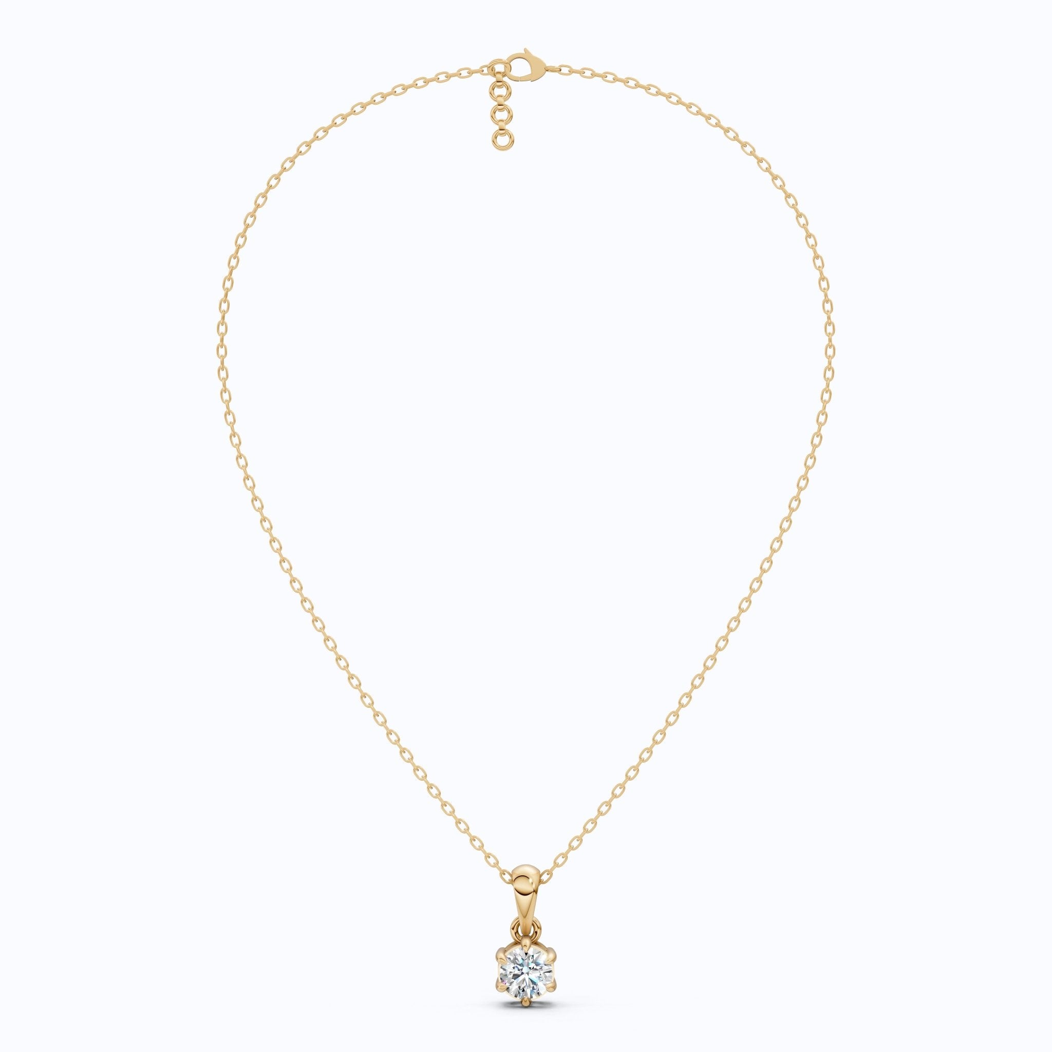 Contemporary Solitaire Wedding Pendant in 14K Solid Gold, 0.50 CT Round Cut Lab Created Diamond, Everyday Pendant, Birthday Gift For Girl - Shoora Designs
