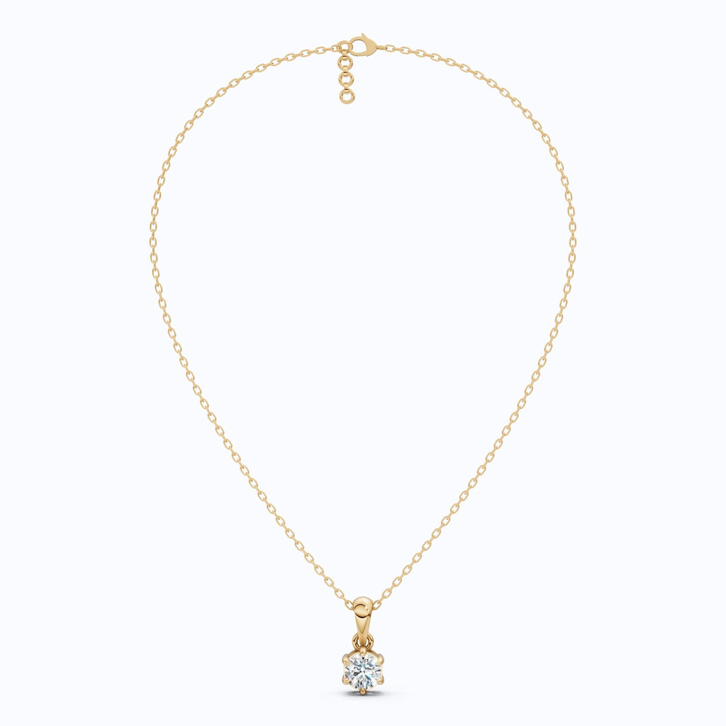 Contemporary Solitaire Wedding Pendant in 14K Solid Gold, 0.50 CT Round Cut Lab Created Diamond, Everyday Pendant, Birthday Gift For Girl - Shoora Designs