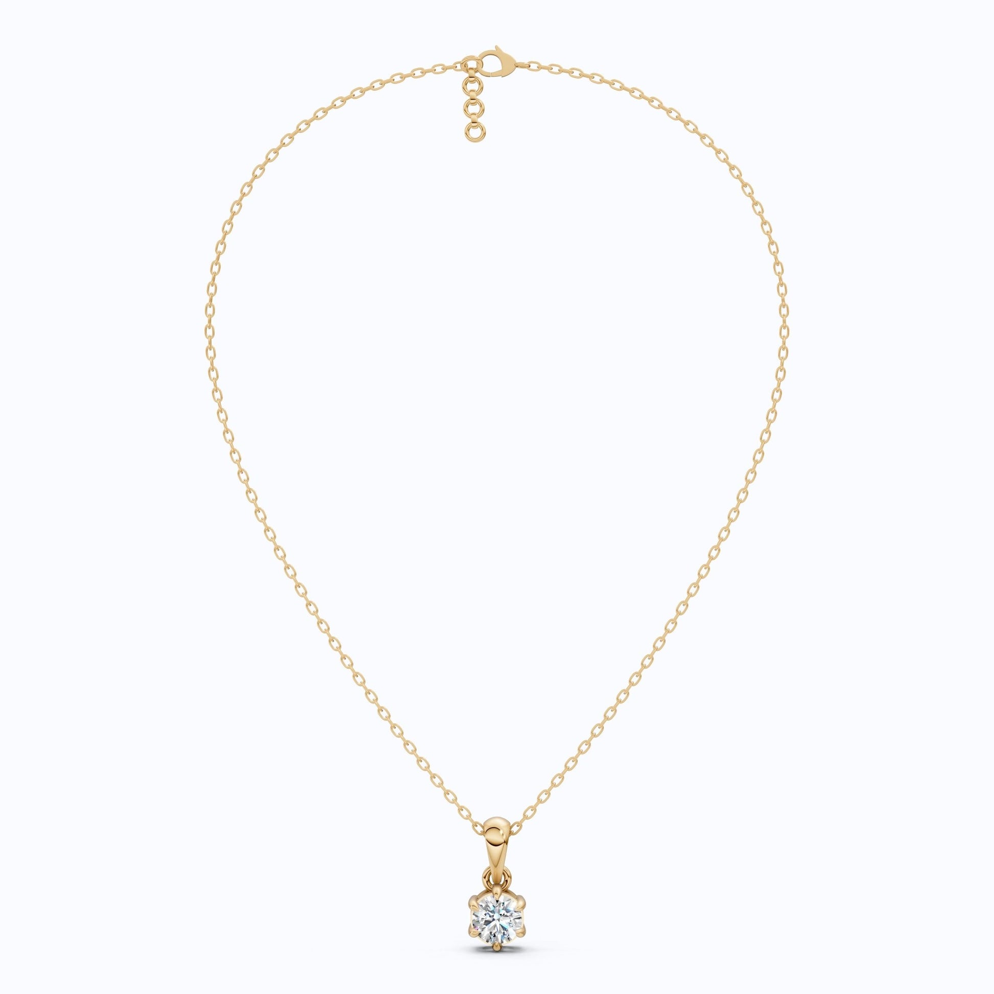 Contemporary Solitaire Wedding Pendant in 14K Solid Gold, 0.50 CT Round Cut Lab Created Diamond, Everyday Pendant, Birthday Gift For Girl - Shoora Designs