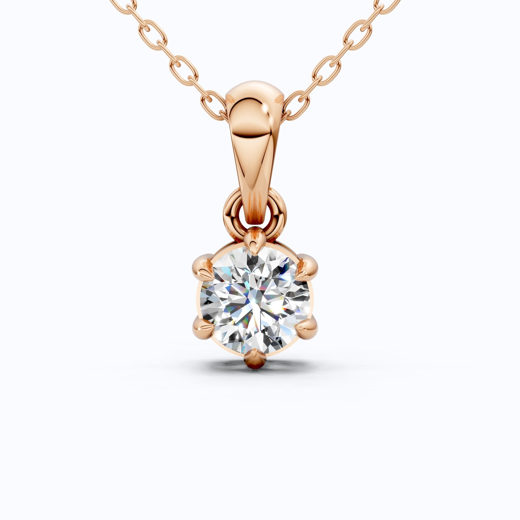 Contemporary Solitaire Wedding Pendant in 14K Solid Gold, 0.50 CT Round Cut Lab Created Diamond, Everyday Pendant, Birthday Gift For Girl - Shoora Designs