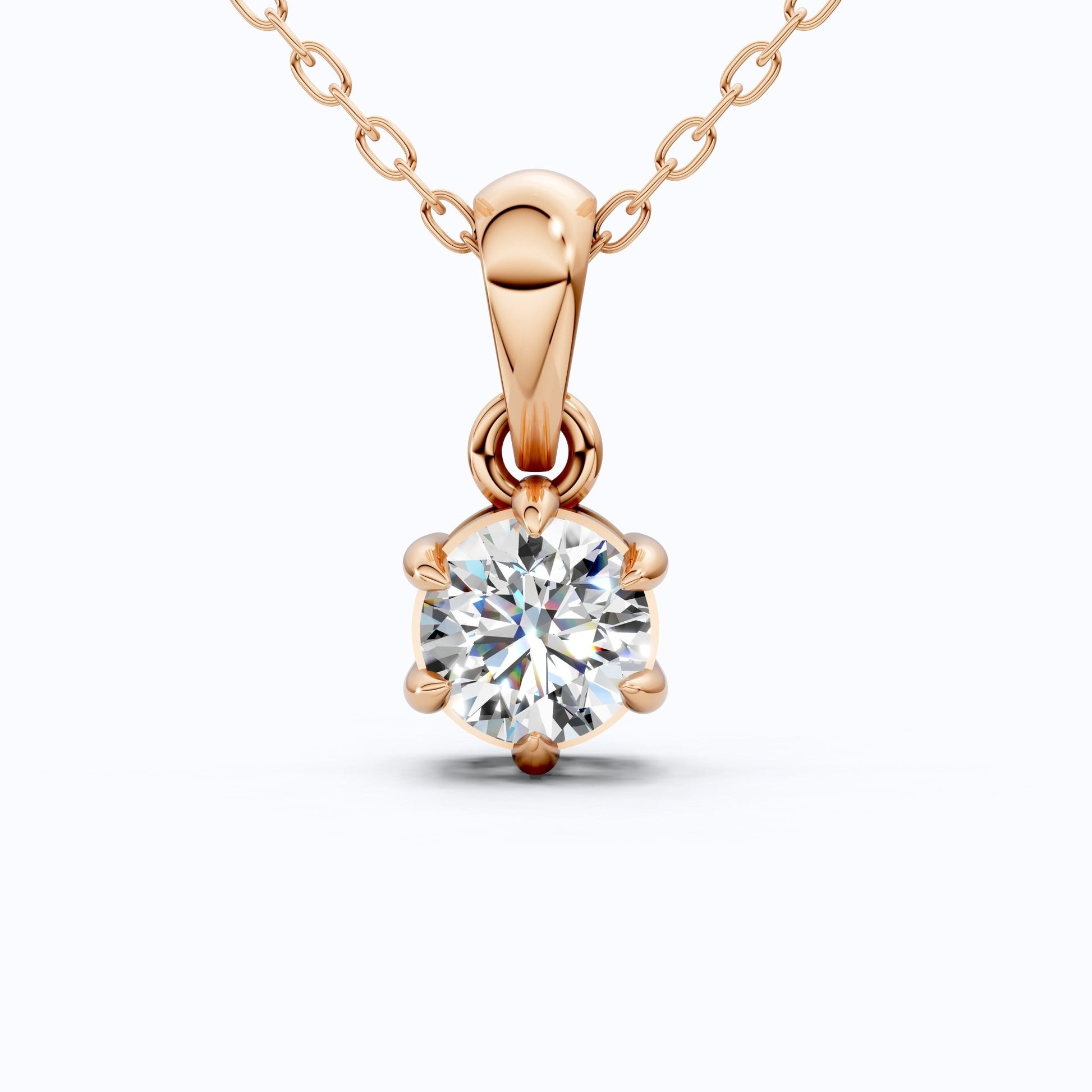 Contemporary Solitaire Wedding Pendant in 14K Solid Gold, 0.50 CT Round Cut Lab Created Diamond, Everyday Pendant, Birthday Gift For Girl - Shoora Designs