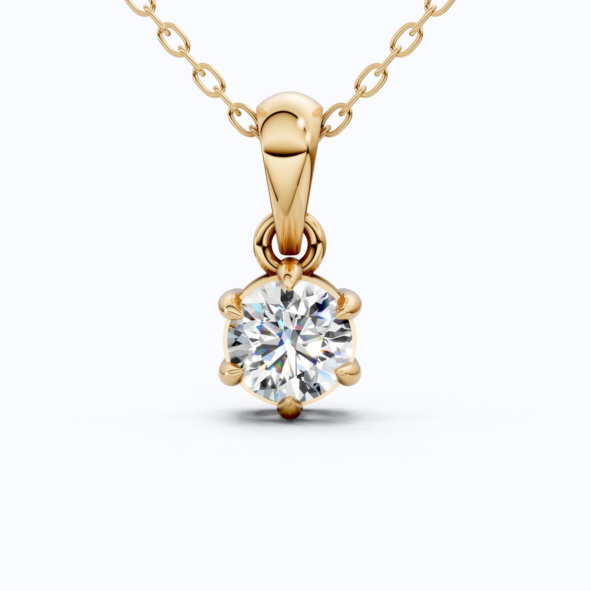 Contemporary Solitaire Wedding Pendant in 14K Solid Gold, 0.50 CT Round Cut Lab Created Diamond, Everyday Pendant, Birthday Gift For Girl - Shoora Designs