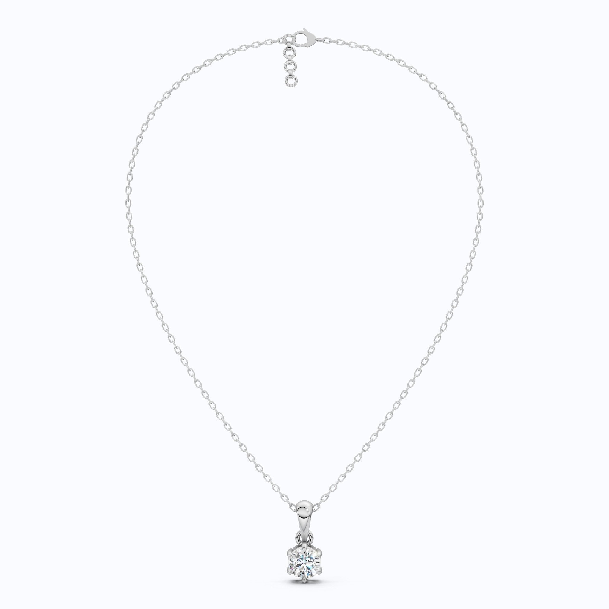 Contemporary Solitaire Wedding Pendant in 14K Solid Gold, 0.50 CT Round Cut Lab Created Diamond, Everyday Pendant, Birthday Gift For Girl - Shoora Designs