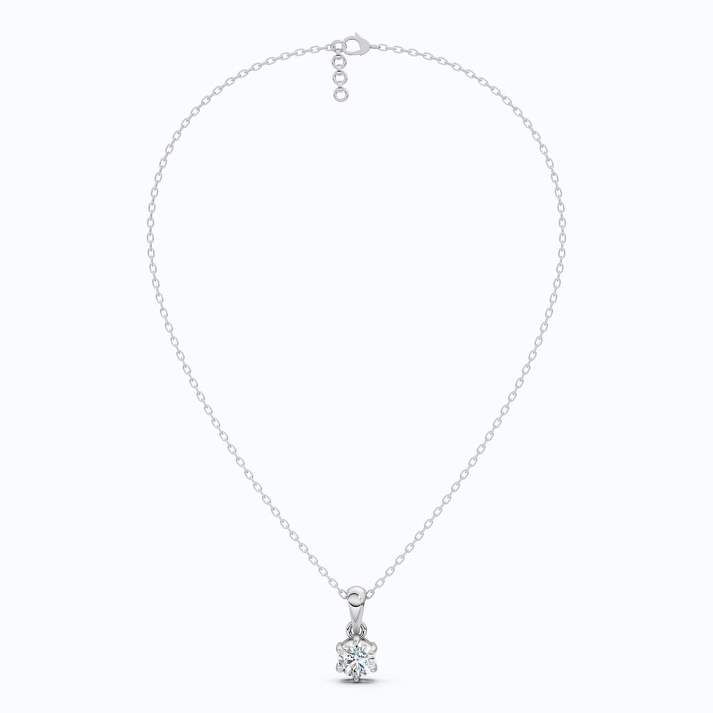 Contemporary Solitaire Wedding Pendant in 14K Solid Gold, 0.50 CT Round Cut Lab Created Diamond, Everyday Pendant, Birthday Gift For Girl - Shoora Designs