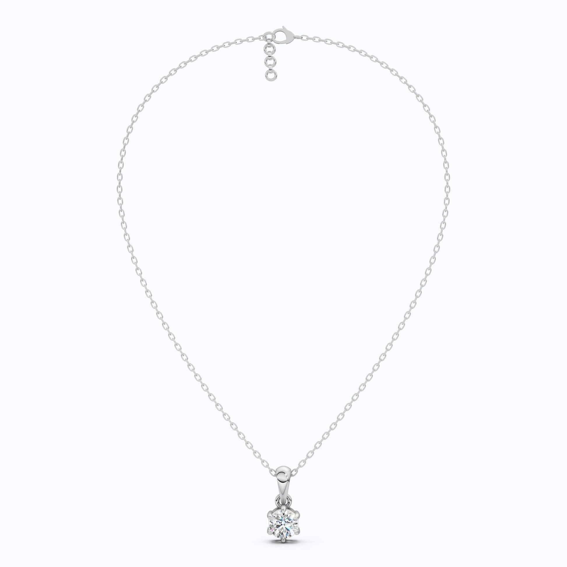 Contemporary Solitaire Wedding Pendant in 14K Solid Gold, 0.50 CT Round Cut Lab Created Diamond, Everyday Pendant, Birthday Gift For Girl - Shoora Designs