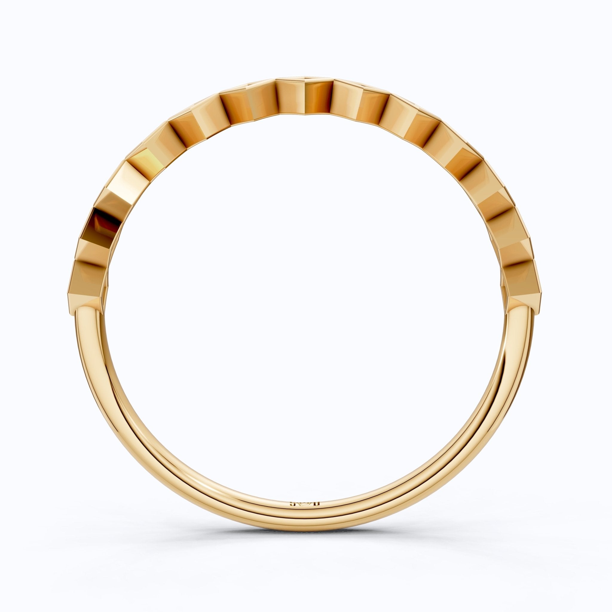 Contemporary Square Station Wedding Band in 14K Solid Gold, 0.07 TCW Round Cut Lab Grown Diamonds, Wedding Stacking Band, Graduation Gift for Her - Shoora Designs