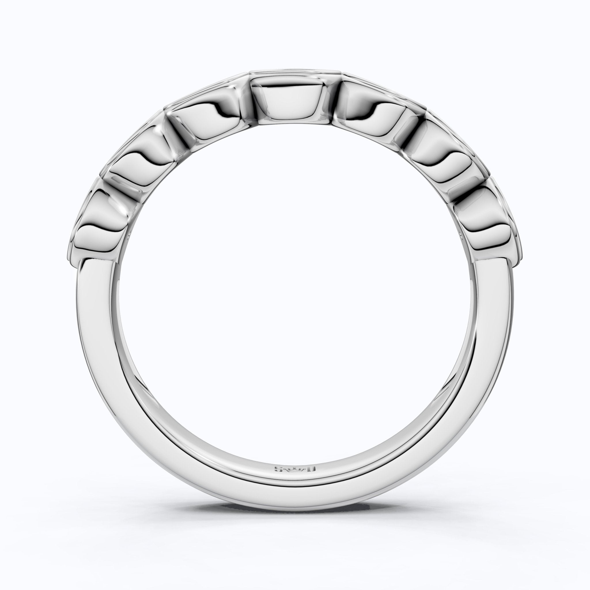 Contoured Marquise Bezel Station Engagement Ring in Lab Grown Diamond – 14k Solid Gold, Wedding Band, Bridal Jewelry Gift - Shoora Designs