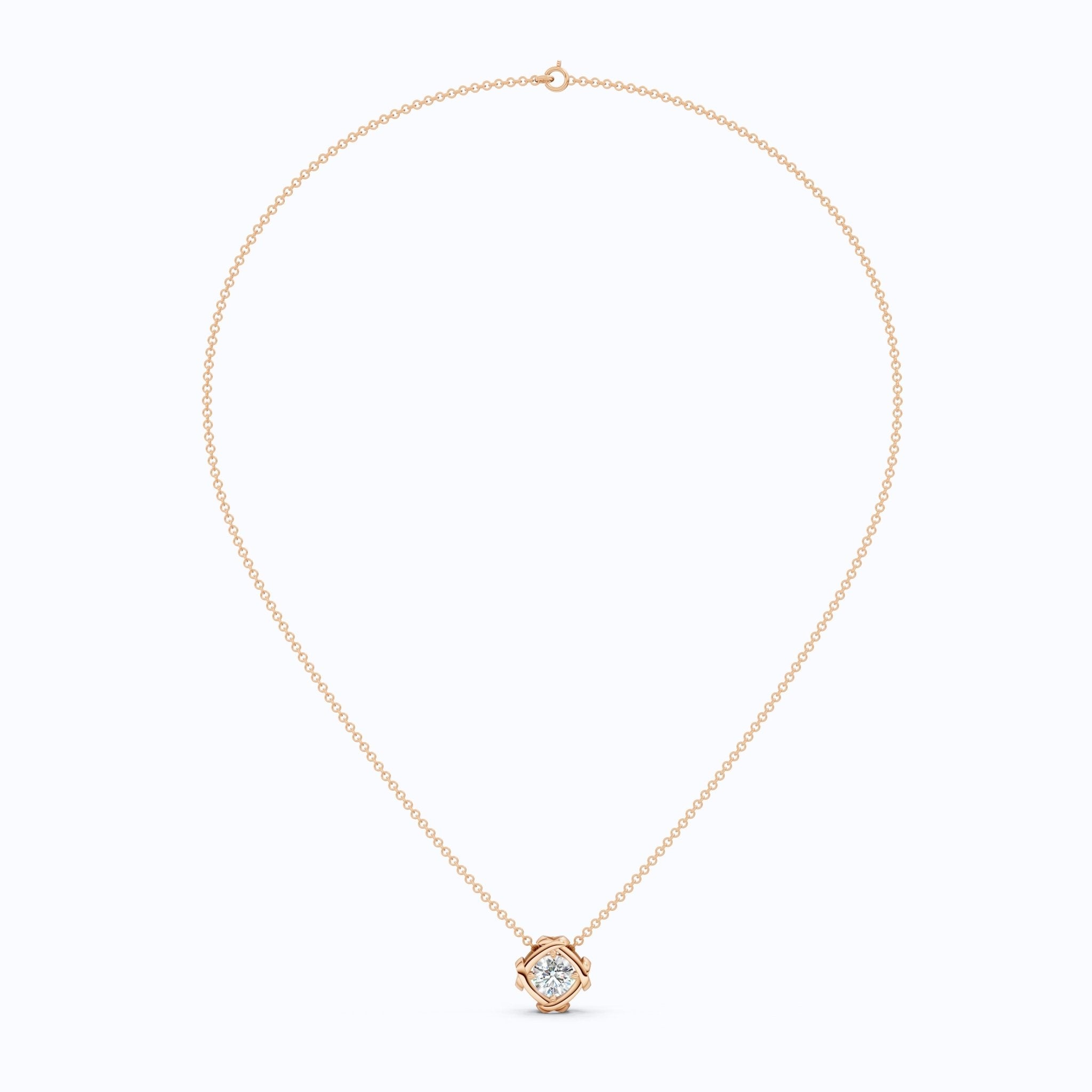 Criss Cross Round Solitaire Pendant in 14k Solid Gold, 1.32 CT Round Cut Lab Grown Diamond, Anniversary Gift for Wife, Wedding Jewelry - Shoora Designs