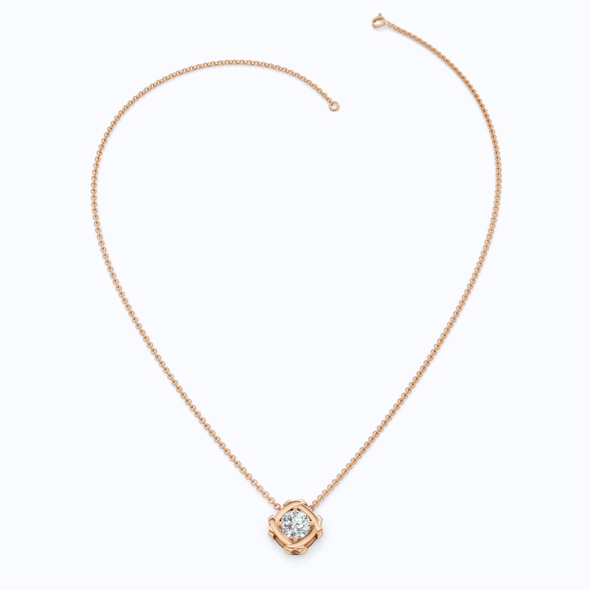 Criss Cross Round Solitaire Pendant in 14k Solid Gold, 1.32 CT Round Cut Lab Grown Diamond, Anniversary Gift for Wife, Wedding Jewelry - Shoora Designs