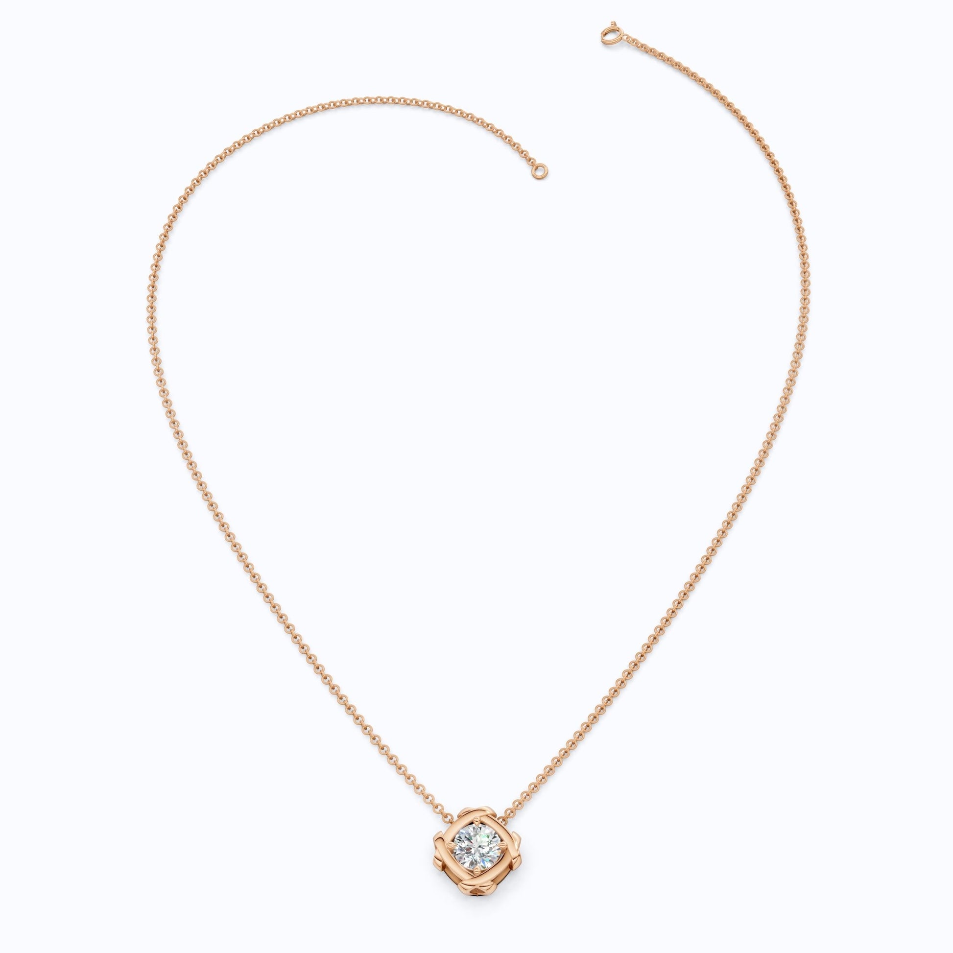 Criss Cross Round Solitaire Pendant in 14k Solid Gold, 1.32 CT Round Cut Lab Grown Diamond, Anniversary Gift for Wife, Wedding Jewelry - Shoora Designs