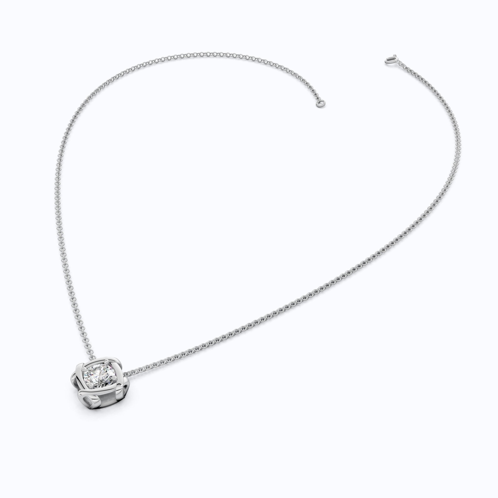 Criss Cross Round Solitaire Pendant in 14k Solid Gold, 1.32 CT Round Cut Lab Grown Diamond, Anniversary Gift for Wife, Wedding Jewelry - Shoora Designs