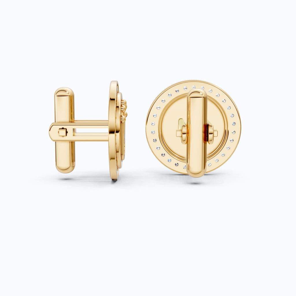Crown Motif Diamond Cufflinks 14K Solid Gold, 0.48 TCW Lab Diamonds, Designer Men's Accessory, Luxury Gift for Him, Wedding Gift - Shoora Designs
