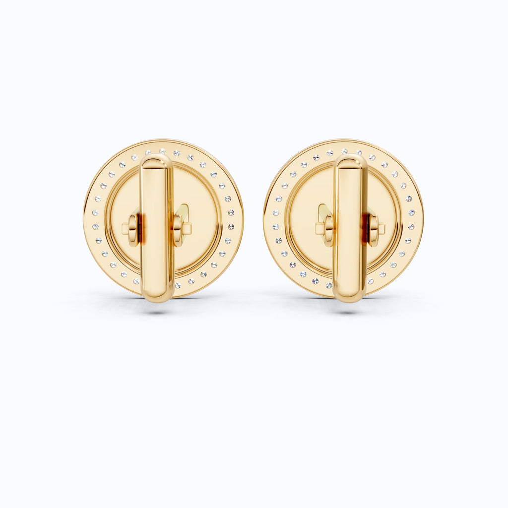 Crown Motif Diamond Cufflinks 14K Solid Gold, 0.48 TCW Lab Diamonds, Designer Men's Accessory, Luxury Gift for Him, Wedding Gift - Shoora Designs