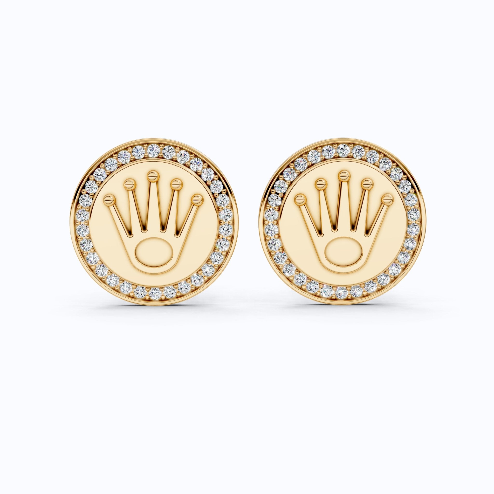 Crown Motif Diamond Cufflinks 14K Solid Gold, 0.48 TCW Lab Diamonds, Designer Men's Accessory, Luxury Gift for Him, Wedding Gift - Shoora Designs