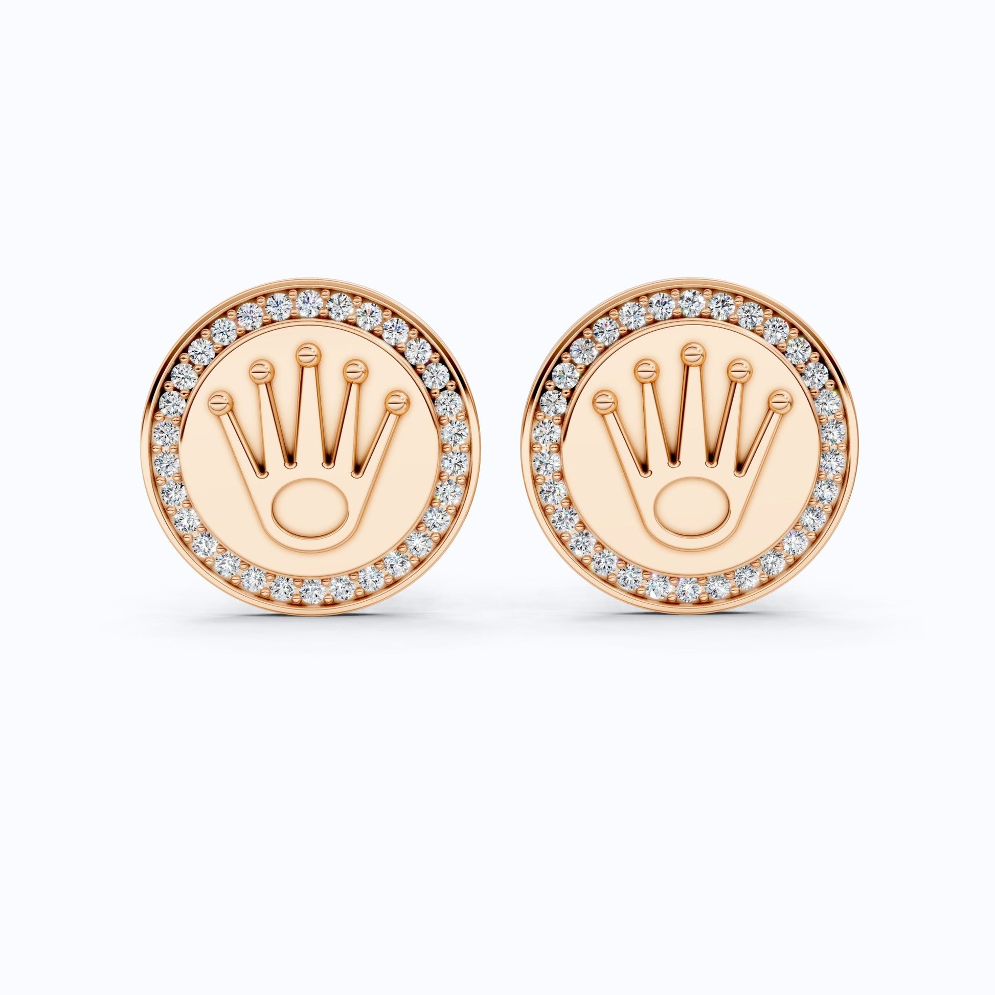 Crown Motif Diamond Cufflinks 14K Solid Gold, 0.48 TCW Lab Diamonds, Designer Men's Accessory, Luxury Gift for Him, Wedding Gift - Shoora Designs