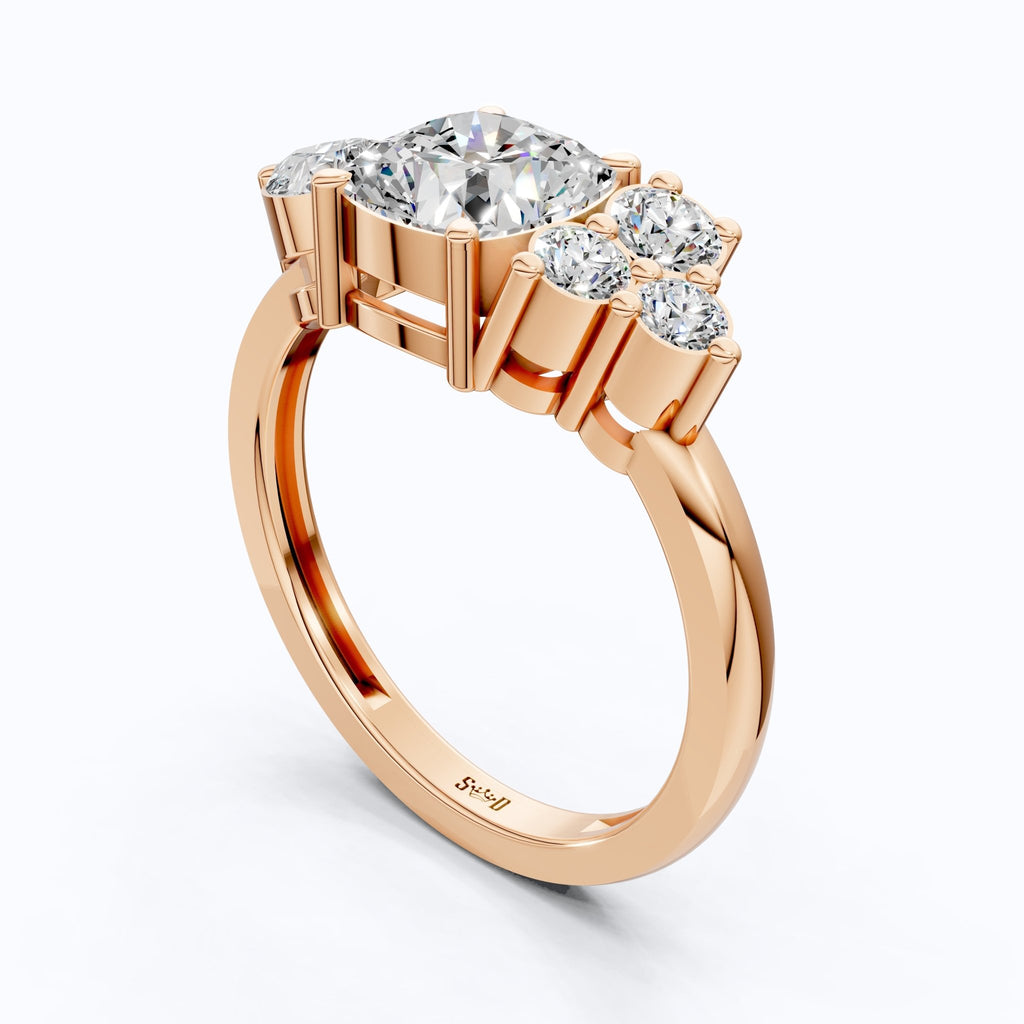 Cushion & Pear Toi et Moi Trio Cluster Anniversary Ring in Lab Grown Diamond – 14K Solid Gold, Daily Wear Jewelry, - Shoora Designs