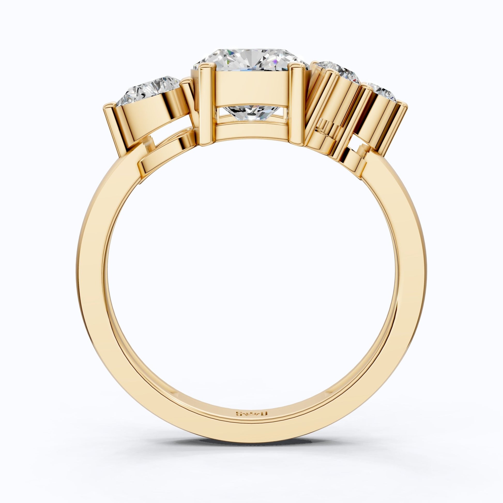 Cushion & Pear Toi et Moi Trio Cluster Anniversary Ring in Lab Grown Diamond – 14K Solid Gold, Daily Wear Jewelry, - Shoora Designs