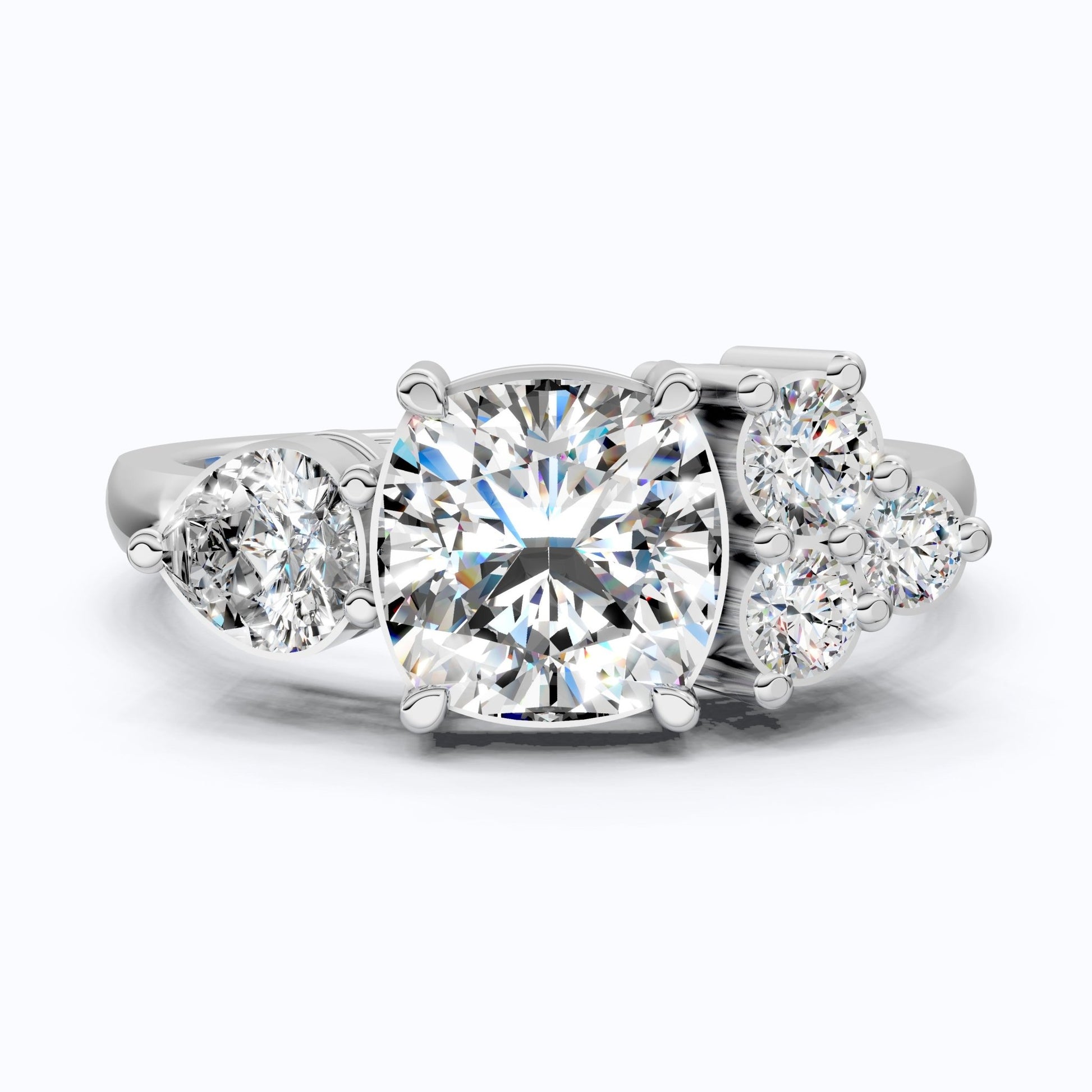 Cushion & Pear Toi et Moi Trio Cluster Anniversary Ring in Lab Grown Diamond – 14K Solid Gold, Daily Wear Jewelry, - Shoora Designs