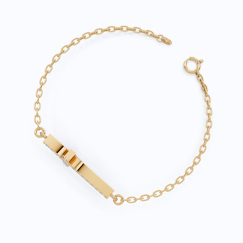 Dainty Arch Cross Chain Bracelet in 14K Solid Gold, 0.30 TCW Princess/Round Cut Lab Grown Diamonds, Fashion Bracelet, Anniversary Gift for Her - Shoora Designs