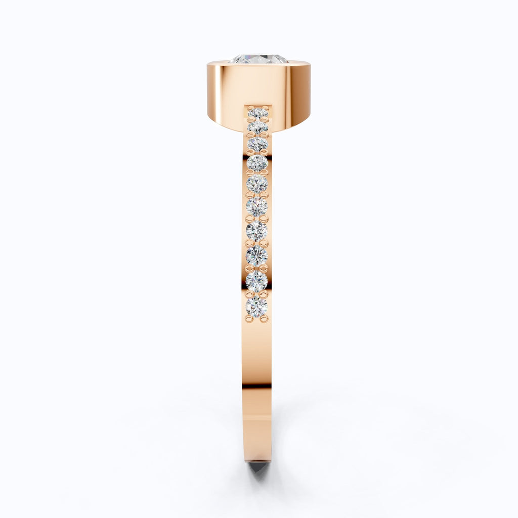 Dainty Bezel Set Pavé Engagement Ring in 14K Solid Gold, 0.50 CT Pear Cut Lab Created Diamond, Bridal Jewelry, Gift For Her, Daily Wear Ring - Shoora Designs