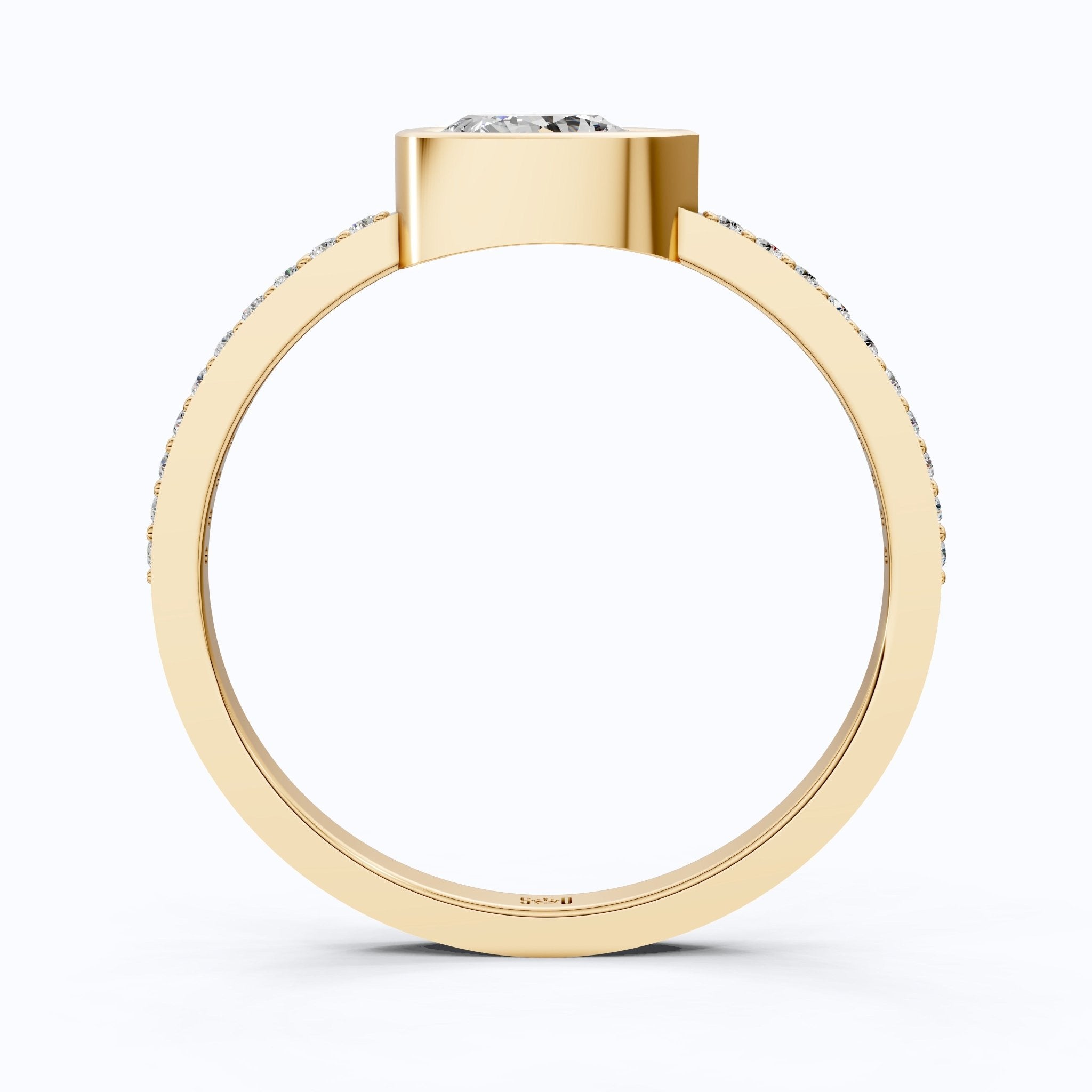 Dainty Bezel Set Pavé Engagement Ring in 14K Solid Gold, 0.50 CT Pear Cut Lab Created Diamond, Bridal Jewelry, Gift For Her, Daily Wear Ring - Shoora Designs