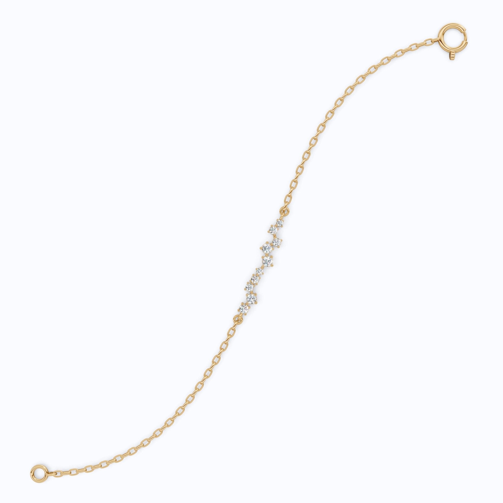 Dainty Cluster Bar Chain Bracelet in 14k Solid Gold, 0.55 TCW Round Cut Lab Created Diamond, Delicate Gift for Her Jewelry - Shoora Designs