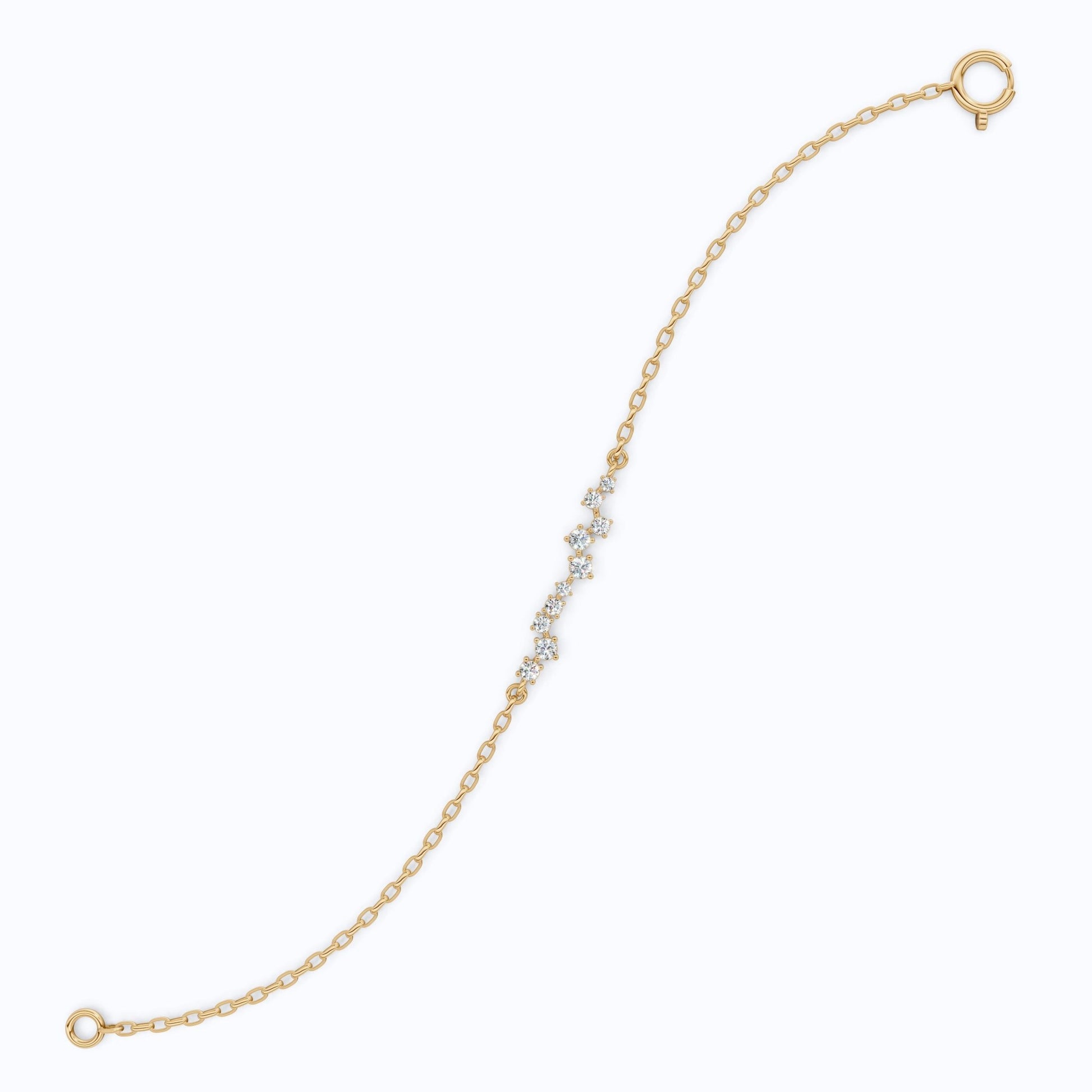 Dainty Cluster Bar Chain Bracelet in 14k Solid Gold, 0.55 TCW Round Cut Lab Created Diamond, Delicate Gift for Her Jewelry - Shoora Designs